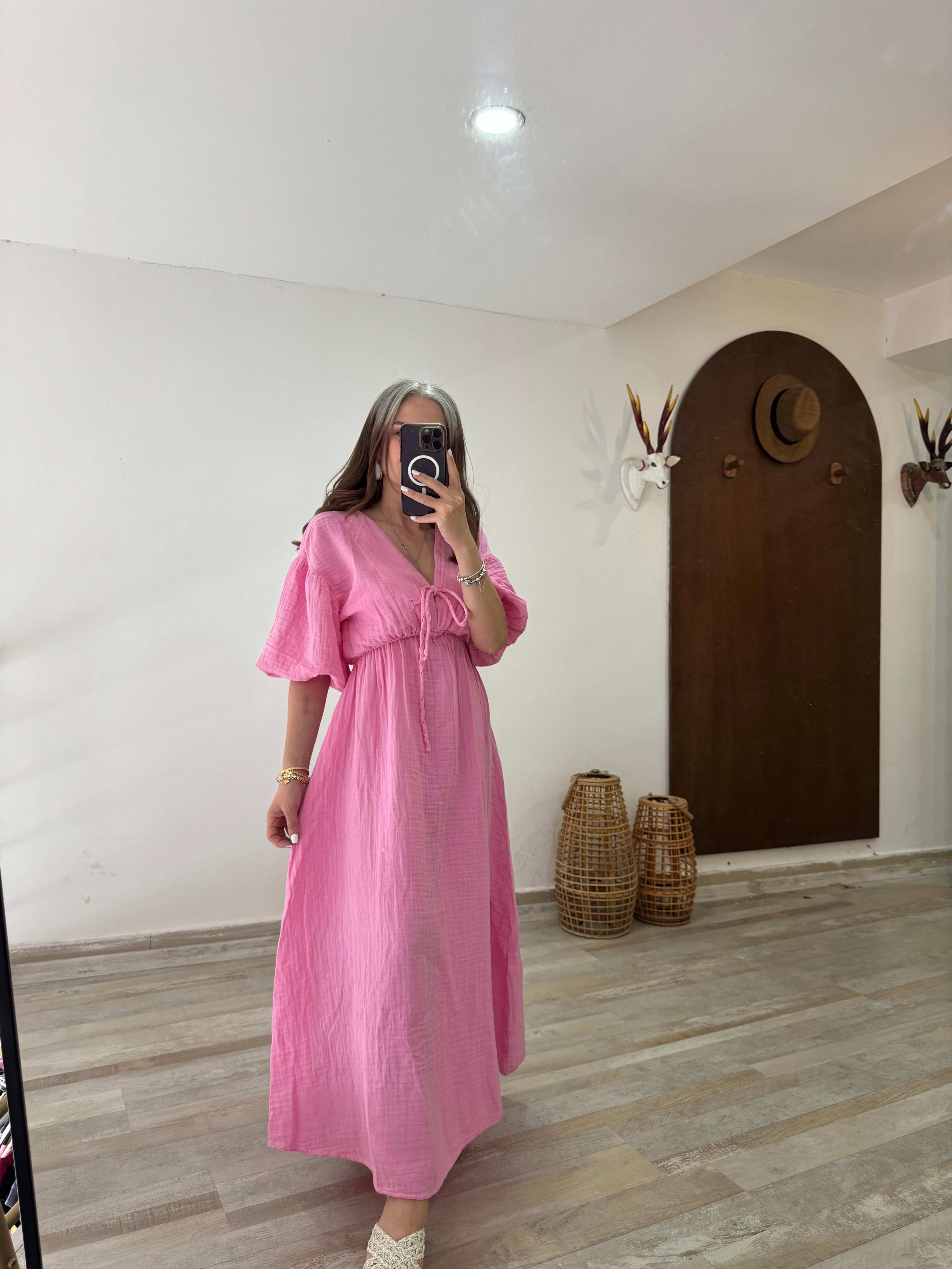 Pembe Müslin Elbise
