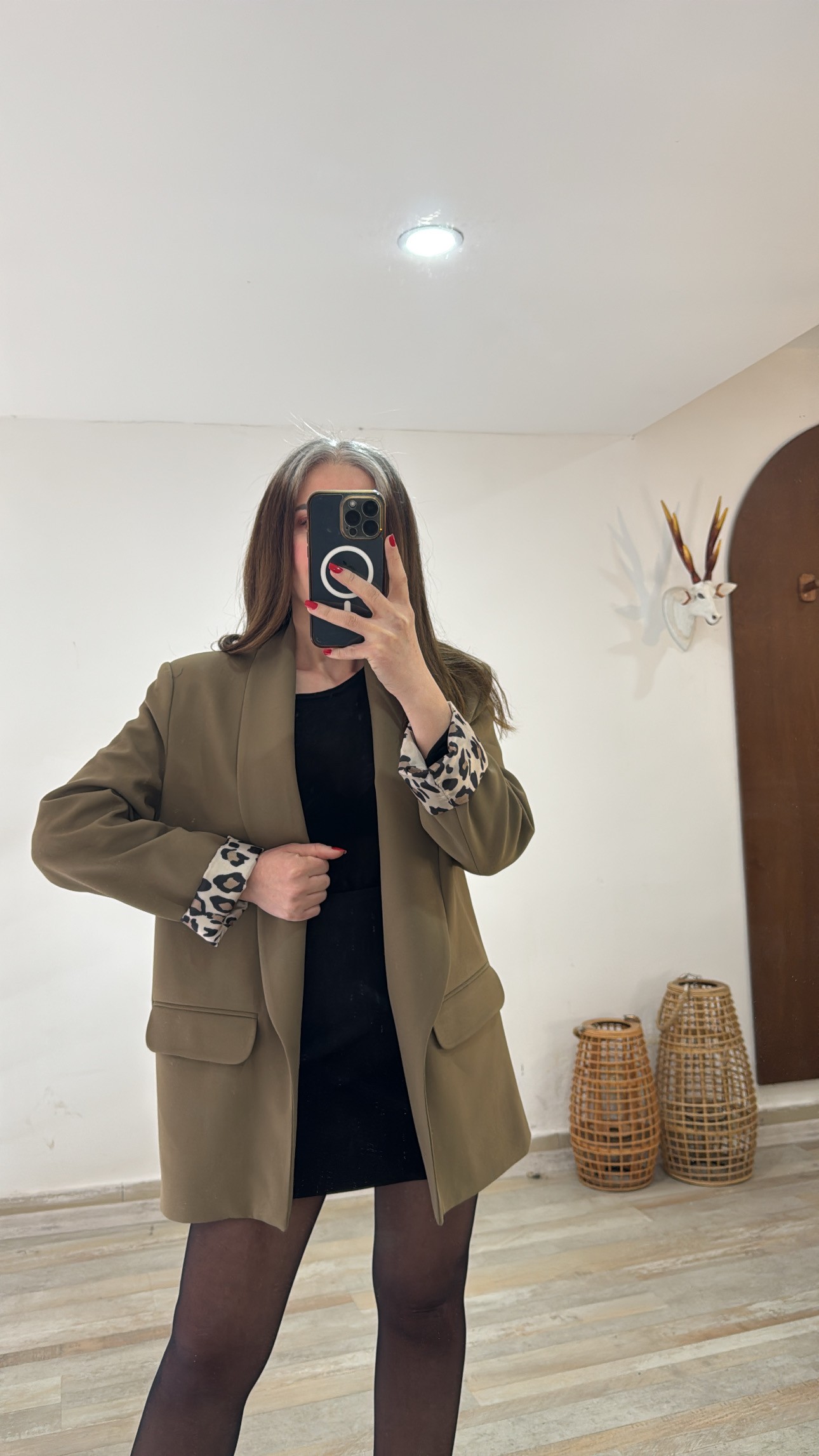Leopar İç Astar Blazer Ceket