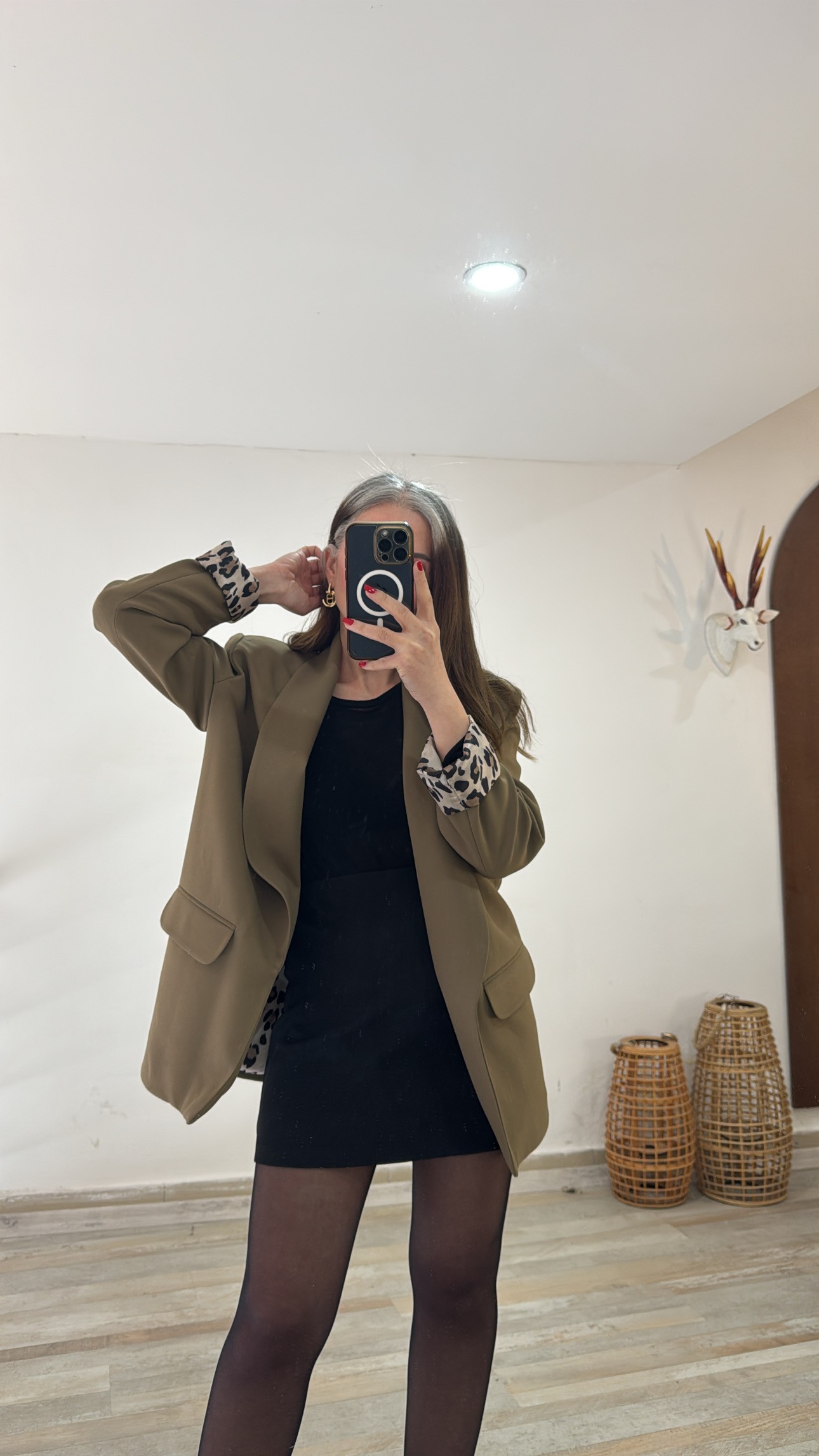 Leopar İç Astar Blazer Ceket