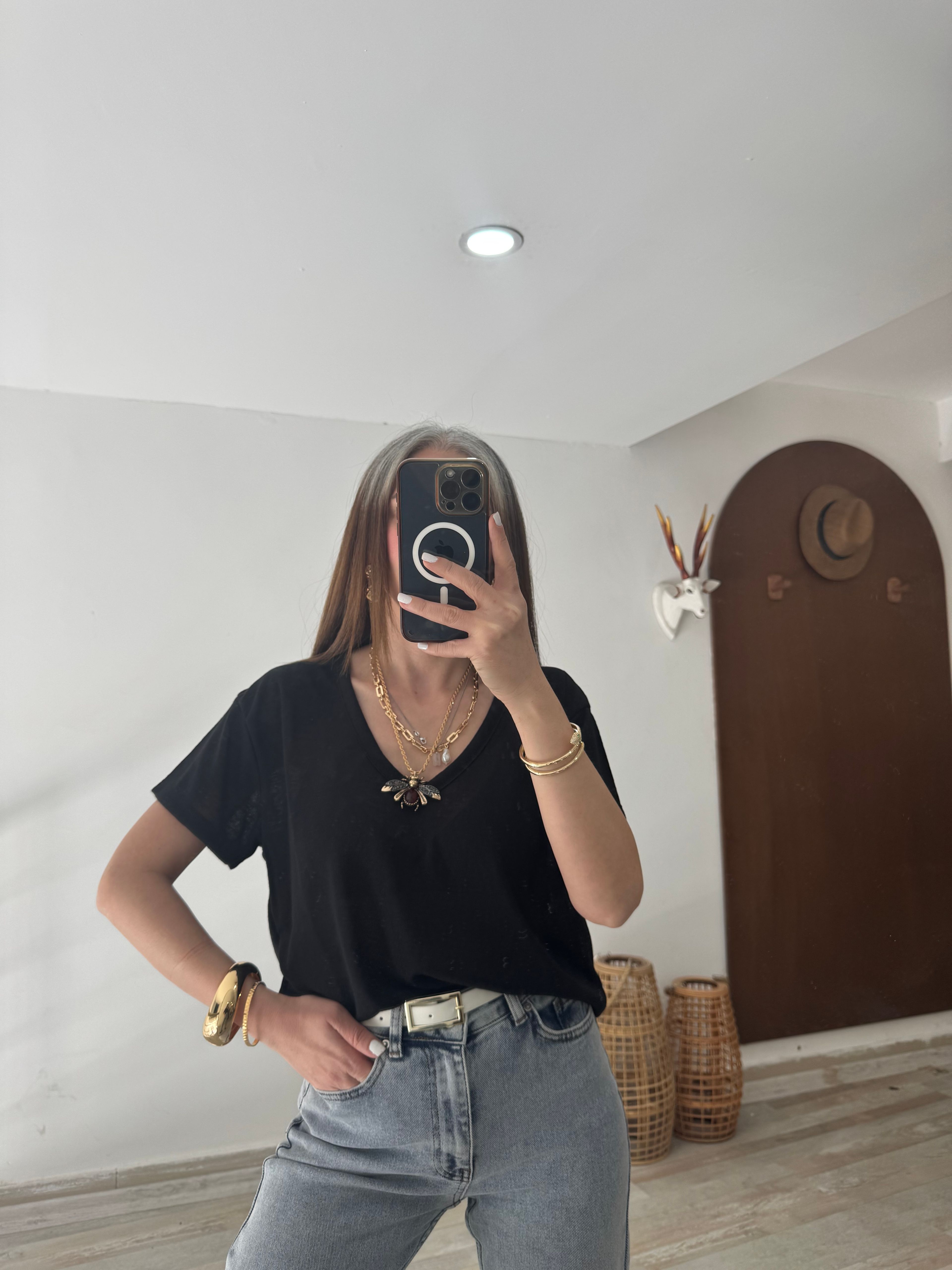 V Yaka Tiril Tiril Basic  - Siyah