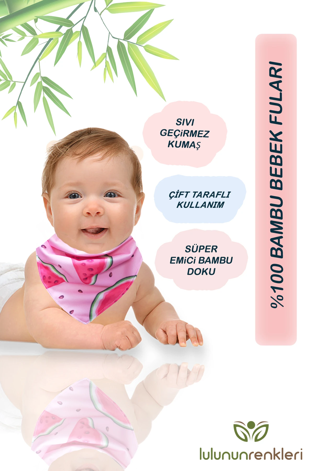 Kız bebek %100 bambu sıvı geçirmez salya fuları/ mama önlüğü 3'lü paket