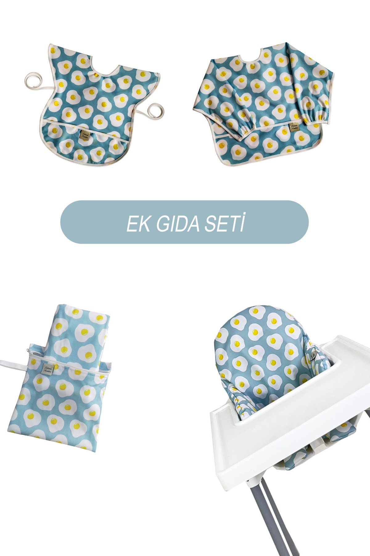 EK GIDA SETİ ( MAMA SANDALYESİ ÖRTÜSÜ-MİNDERİ-ÖNLÜKLER)