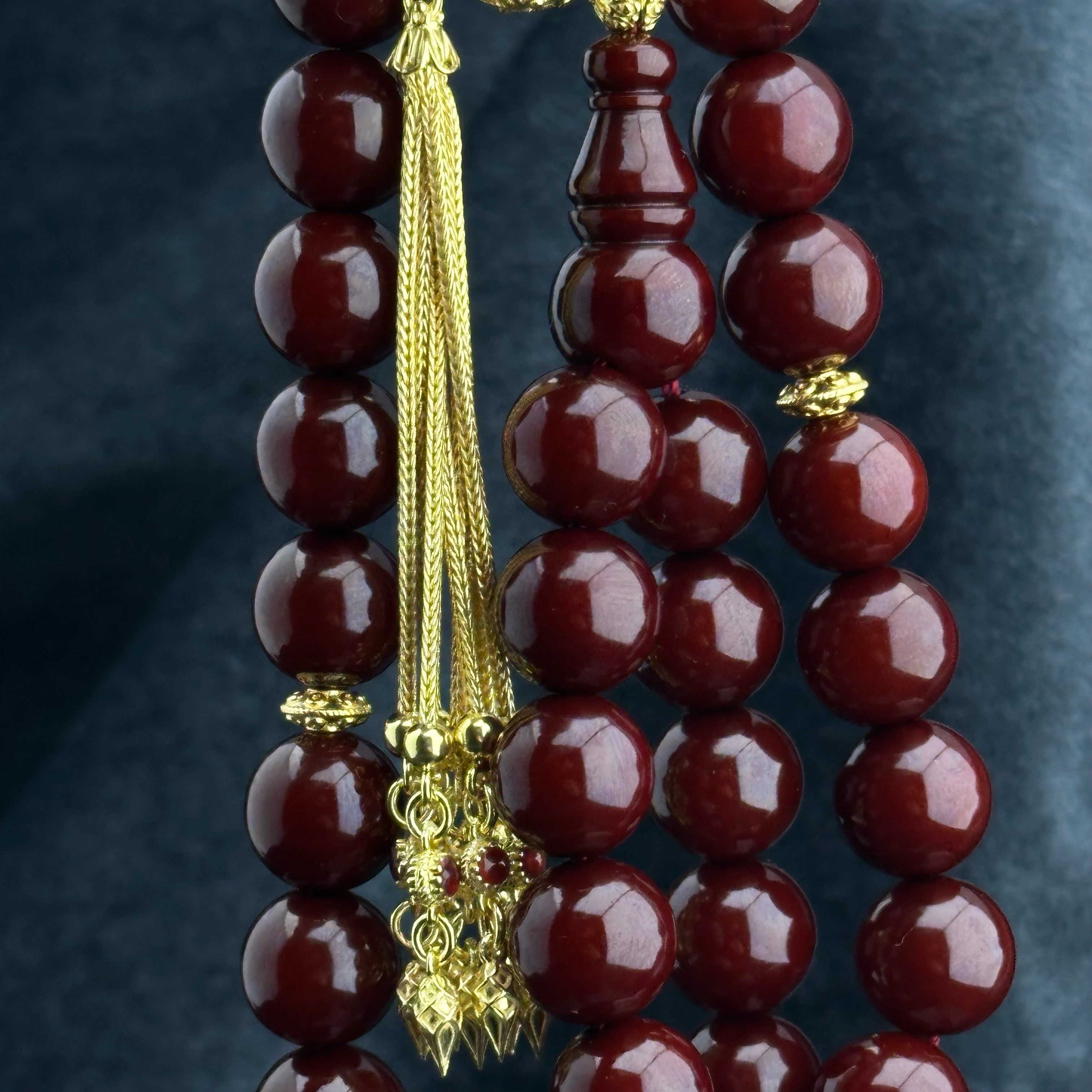 Osmanlı Torunu Vişne Sıkma Kehribar - Ağır 925 Ayar Gümüş Püskül