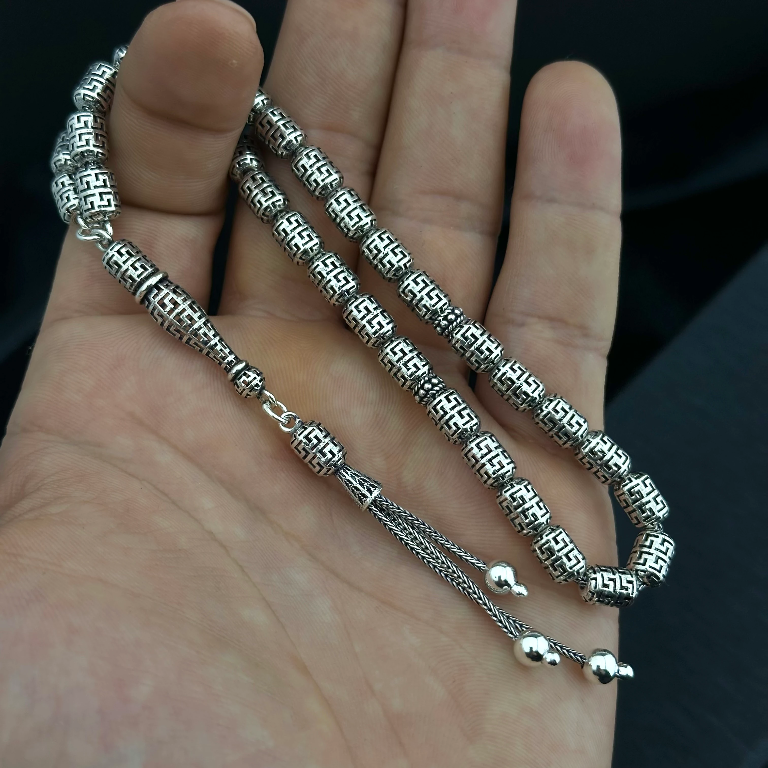 Fizyon İşçiliği İle 925 Ayar Gümüş Tesbih