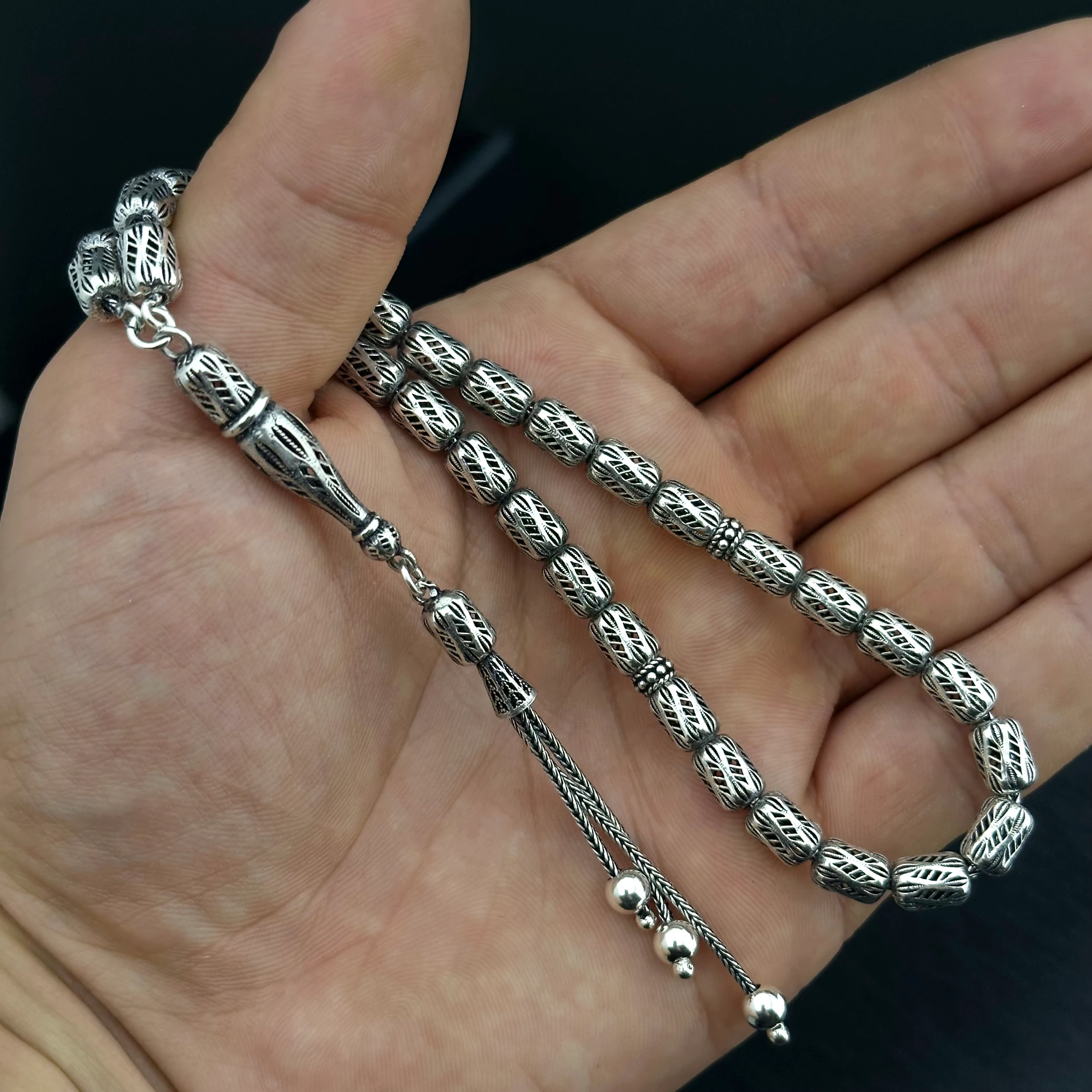 Fizyon İşçiliği İle 925 Ayar Gümüş Tesbih