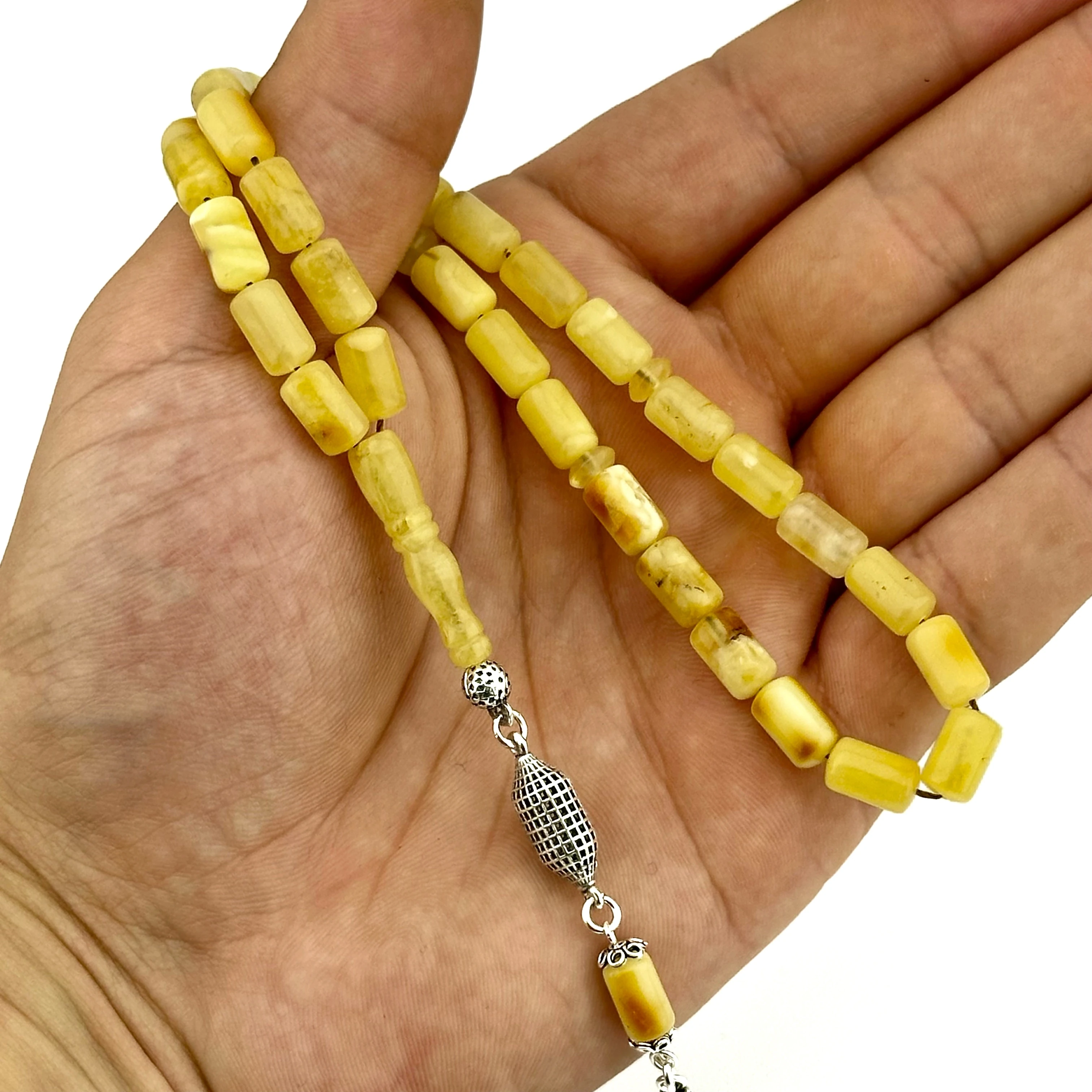 Gümüş Püskülüyle Doğal Damla Kehribar 