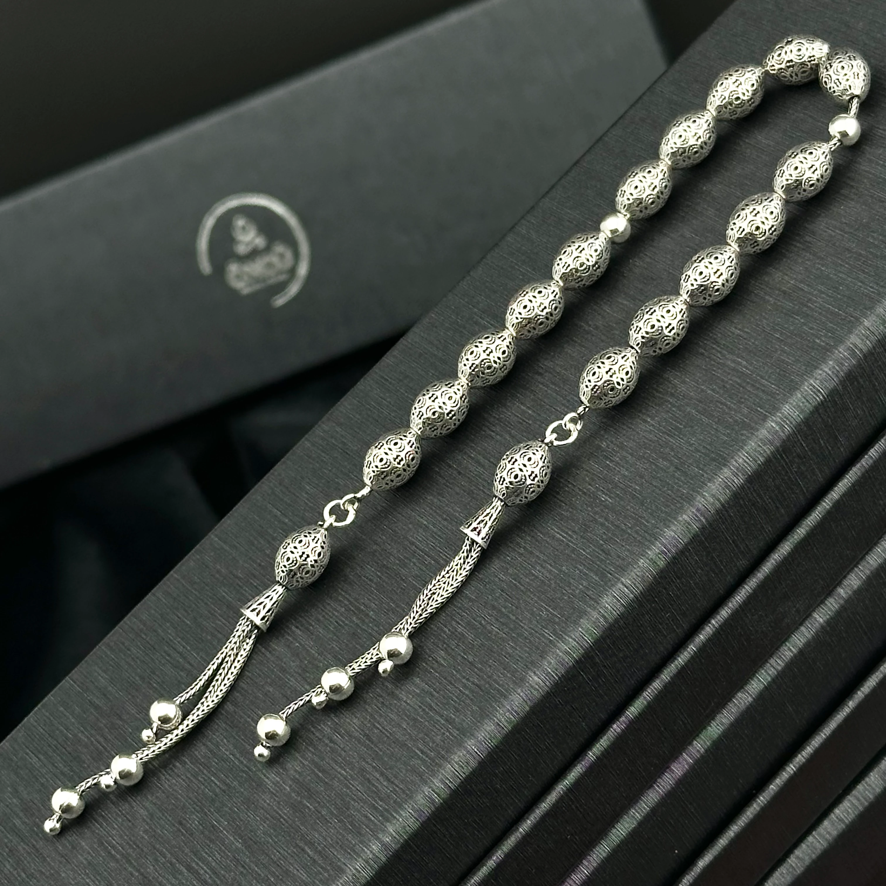 Fizyon İşçiliği İle 925 Ayar Gümüş Zaza Tesbih