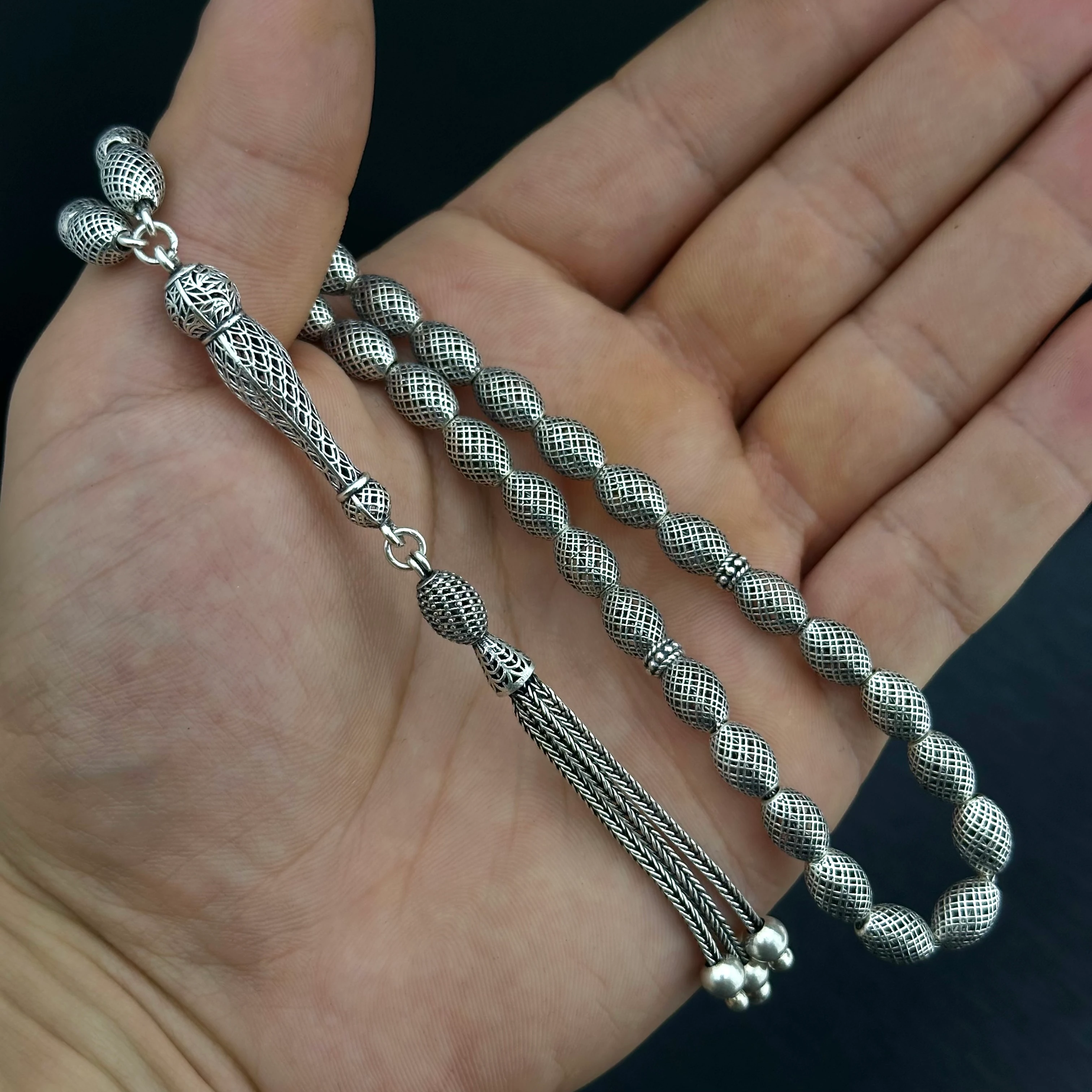 Fizyon İşçiliği İle 925 Ayar Gümüş Tesbih