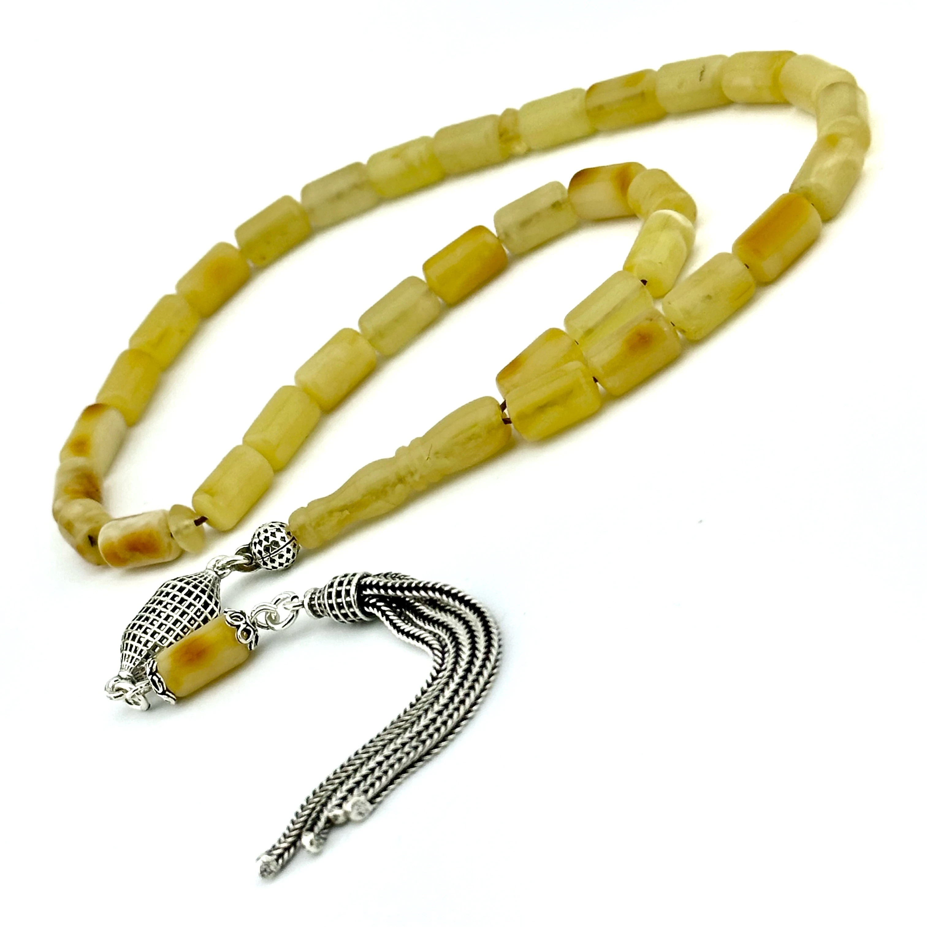 Gümüş Püskülüyle Doğal Damla Kehribar 