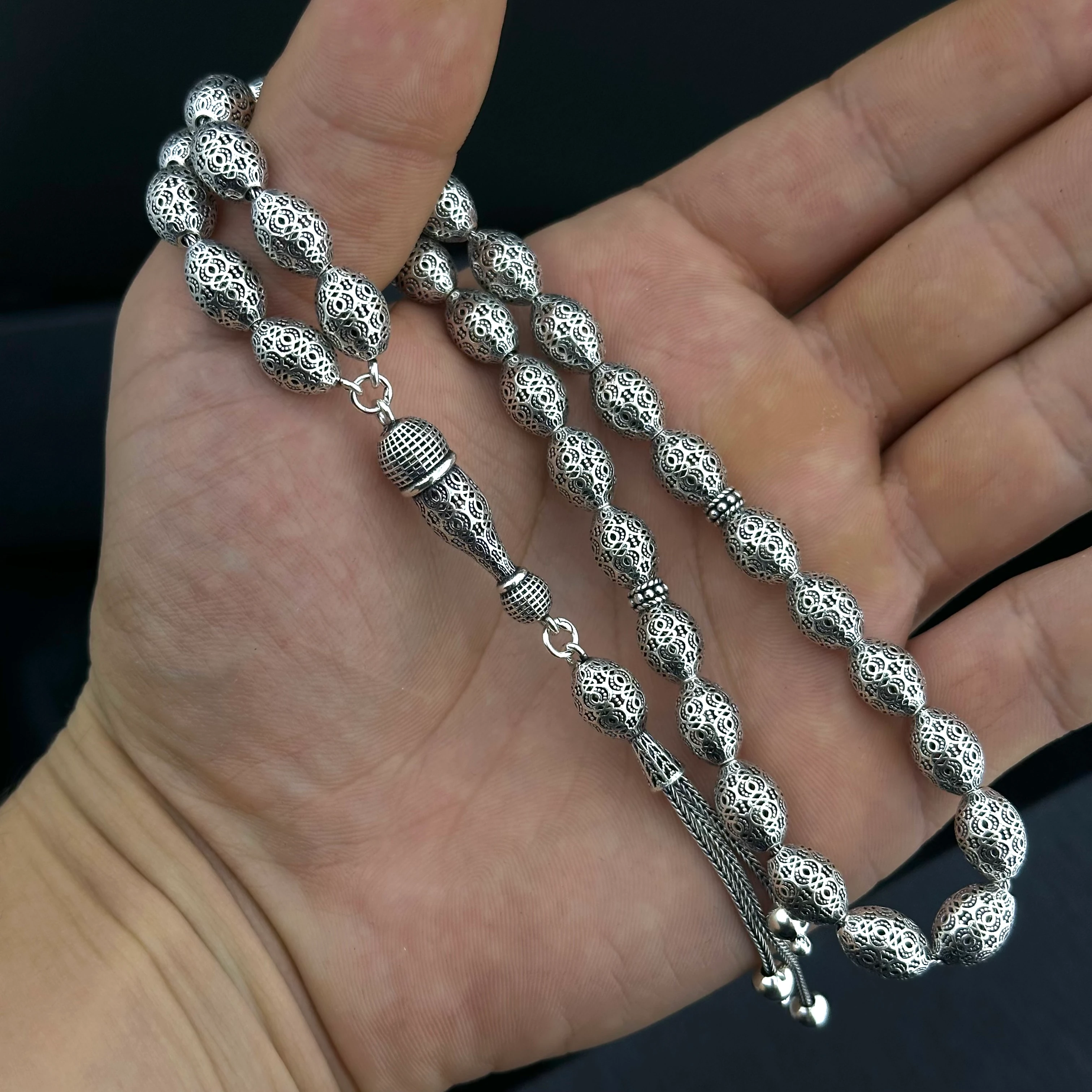 Fizyon İşçiliğiyle 925 Ayar Gümüş Tesbih 