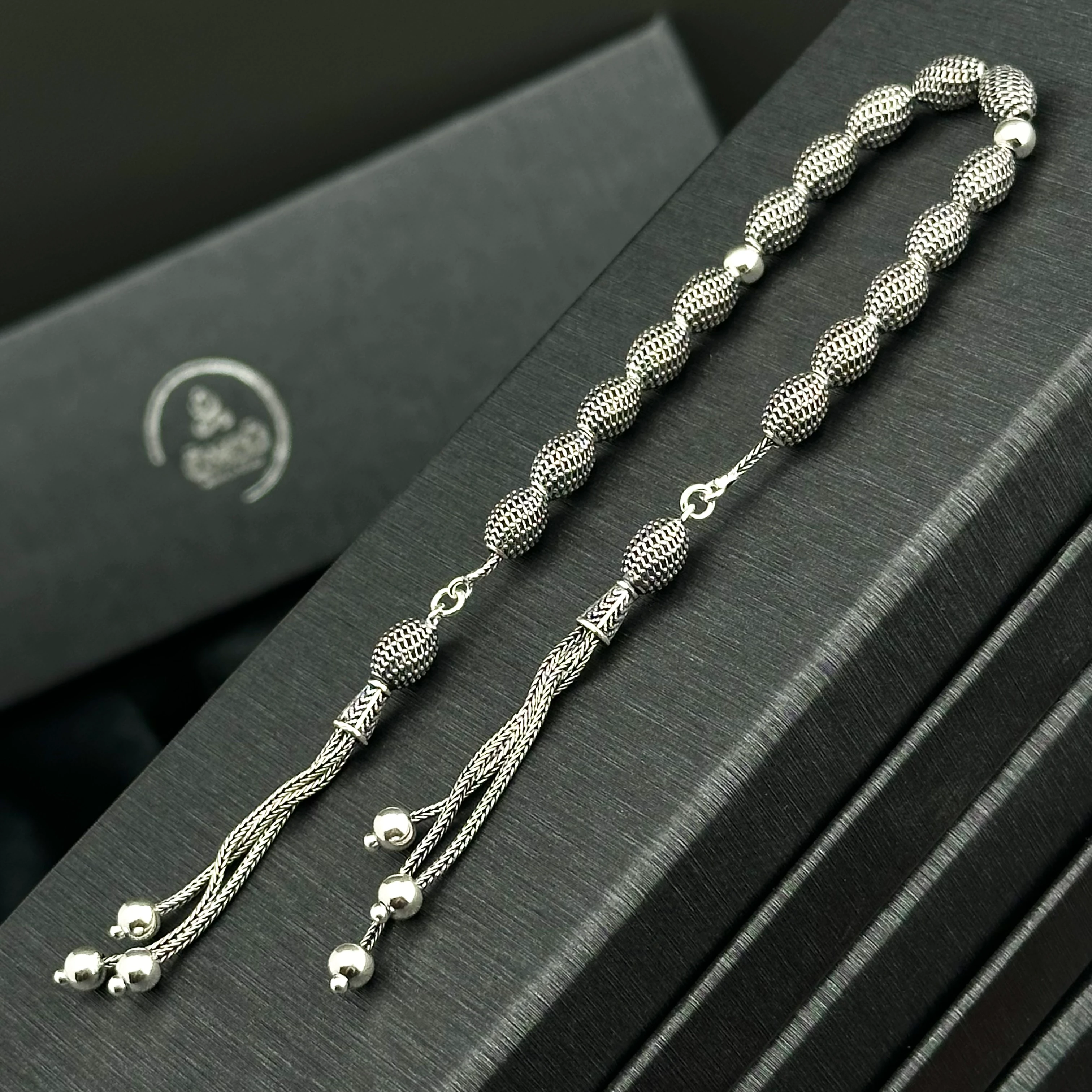 Fizyon İşçiliği İle 925 Ayar Gümüş Zaza Tesbih