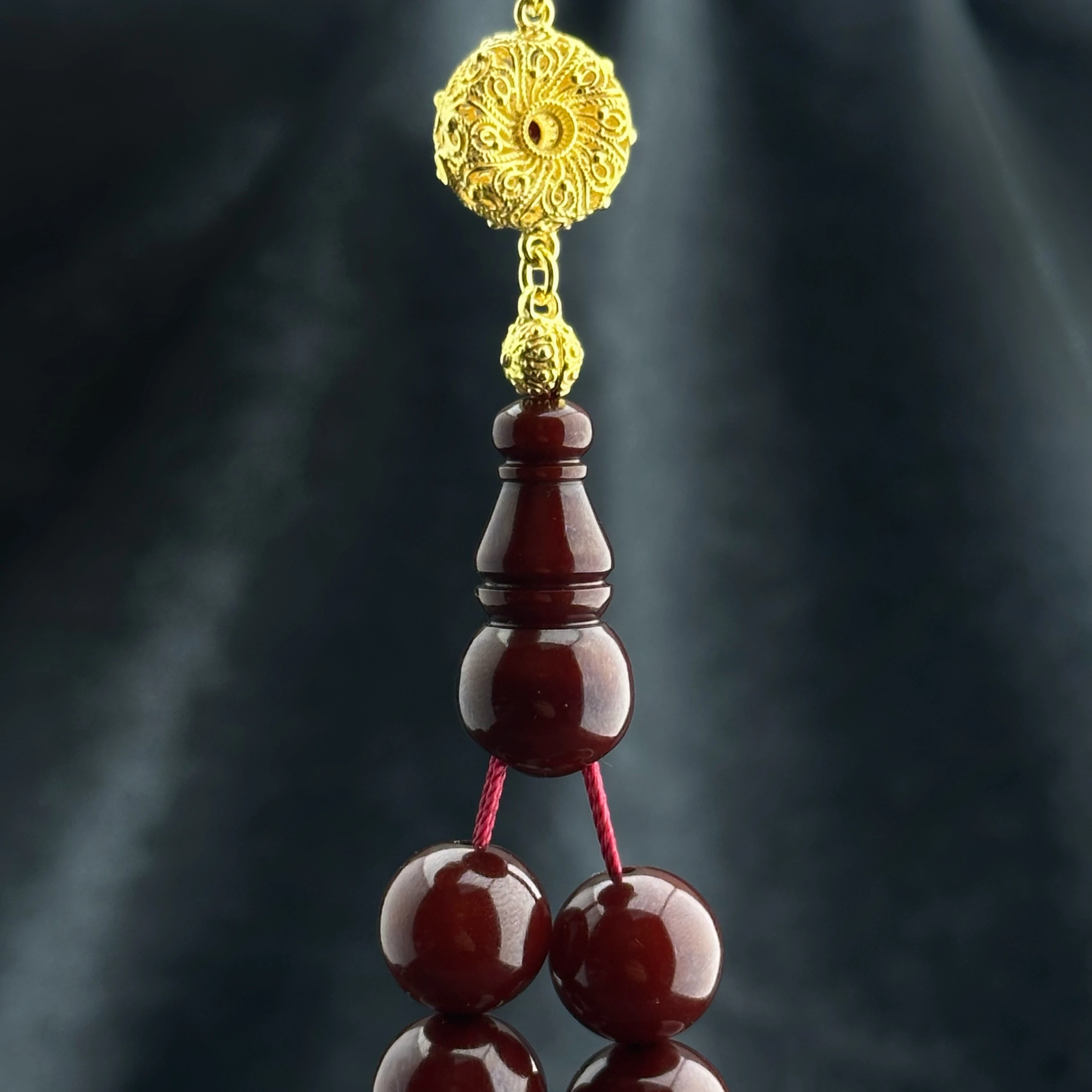 Osmanlı Torunu Vişne Sıkma Kehribar - Ağır 925 Ayar Gümüş Püskül