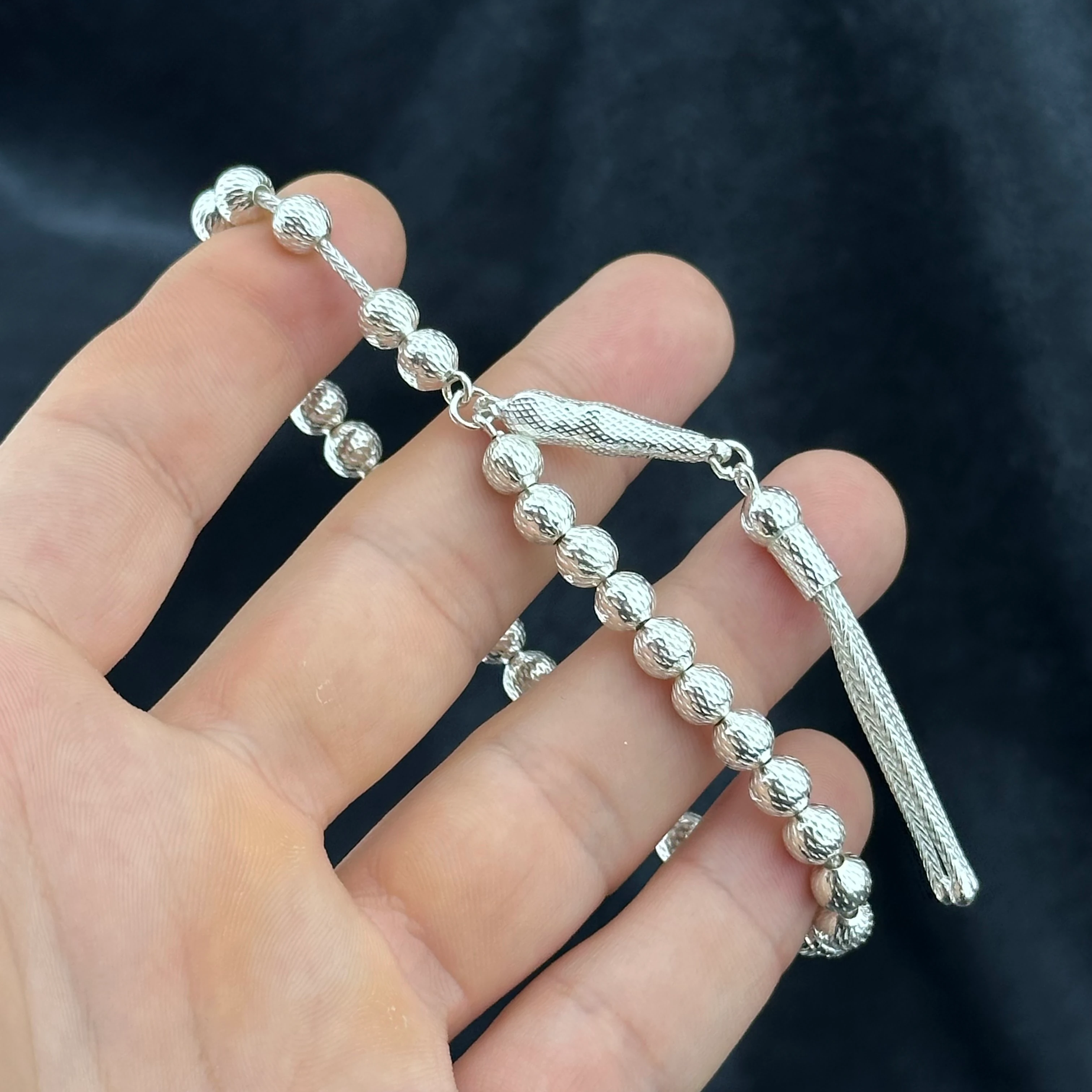 925 Ayar Gümüş Dört Parmak Çekim 33’lü Tesbih 