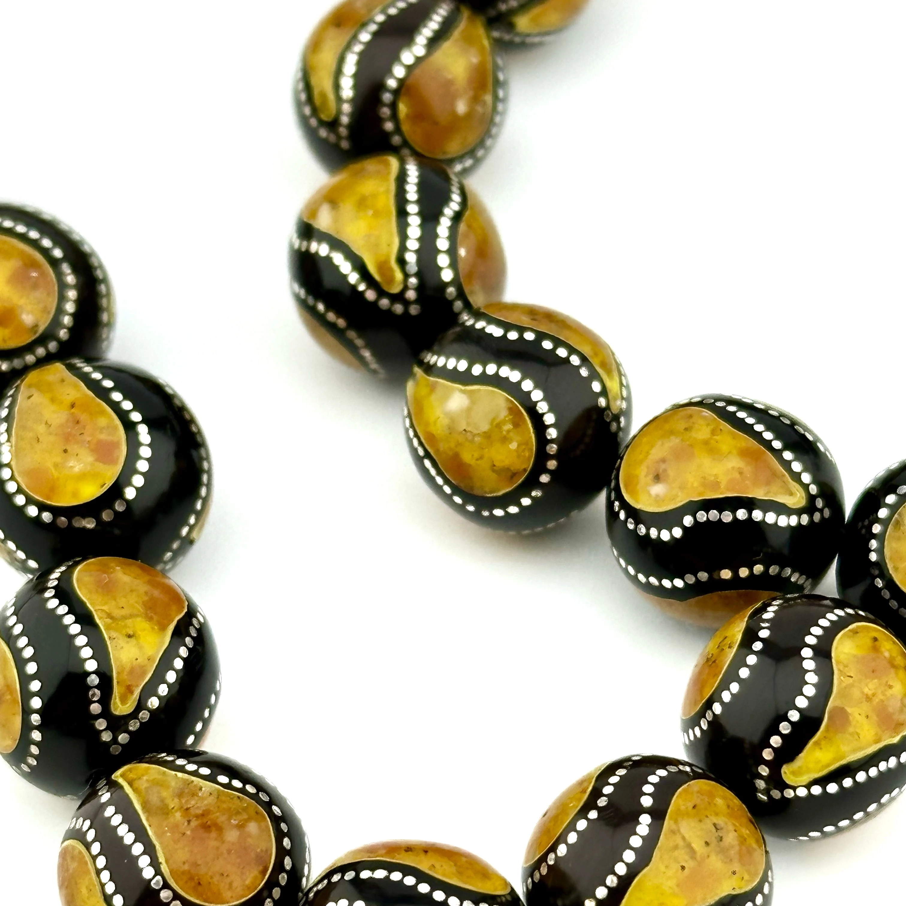 Premium Class Kehribar Ve Gümüş İşlemeli Kuka Tesbih 