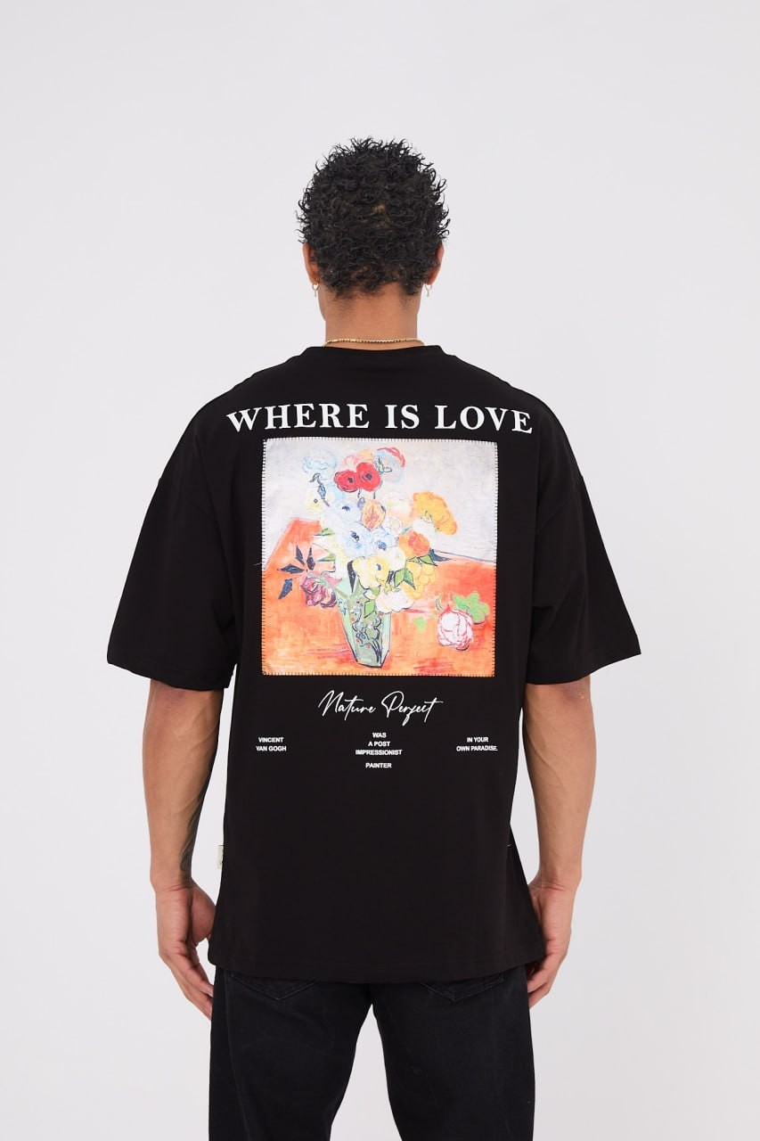 Where Is Love Unisex Oversize T-shirt - Siyah