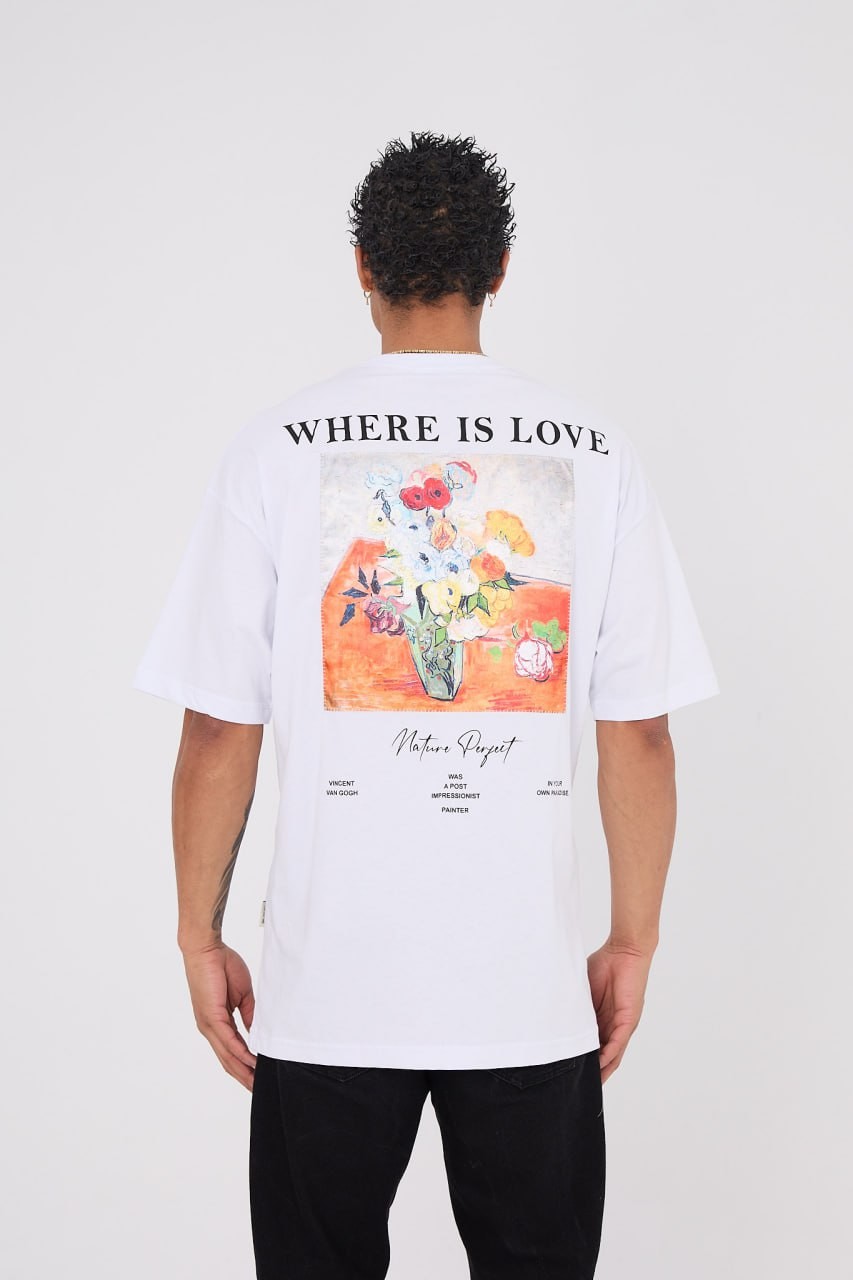 Where Is Love Unisex Oversize T-shirt - Beyaz