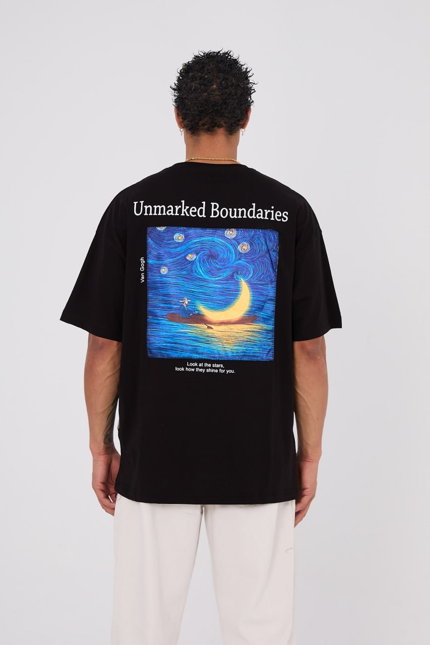 Van Gogh Unisex Oversize T-shirt - Siyah