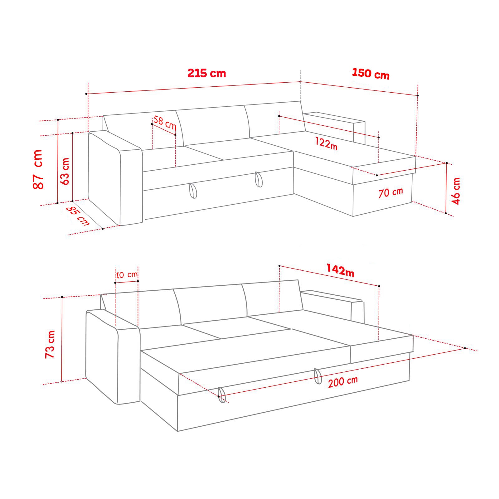 Kado Yataklı Köşe Koltuk Takımı