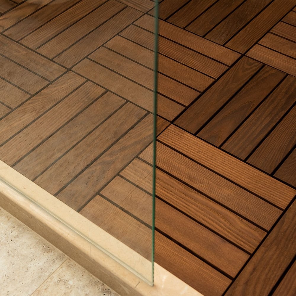 Sunsoe Dişbudak Ağacı Balkon Bahçe Ahşap Yer Döşemesi Karo Deck 30x30 cm - 10 Adet (0,9m2)