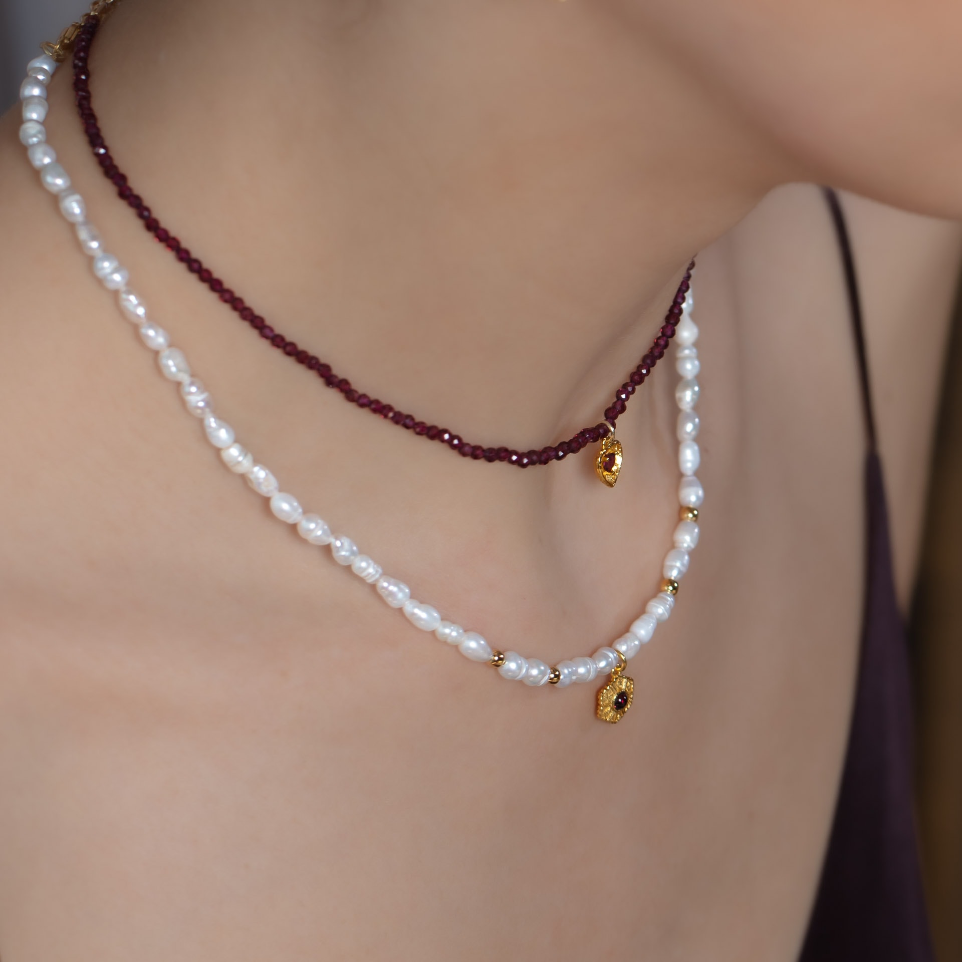 Garnet Kalp Kolye