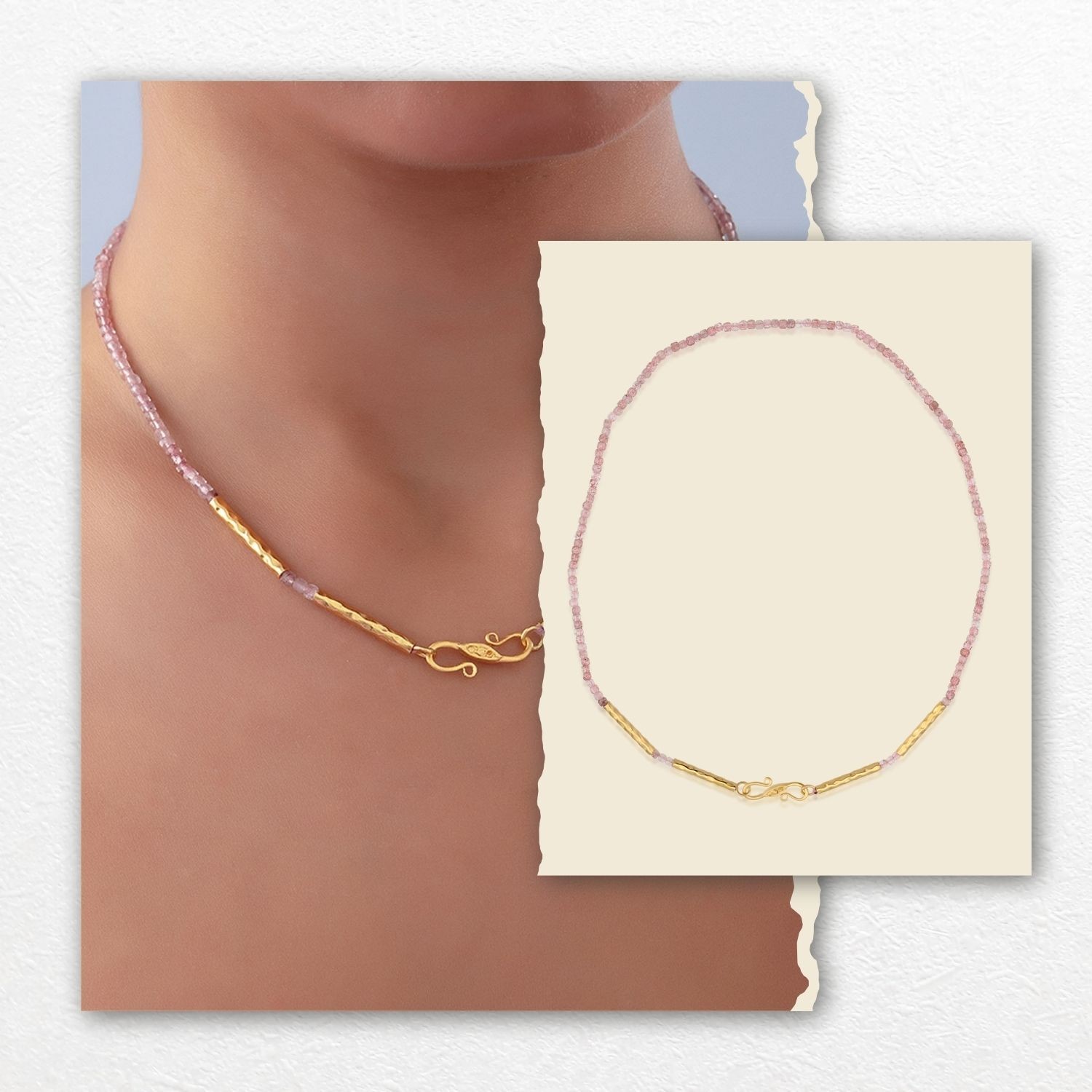 Nova Necklace - Pink Quartz