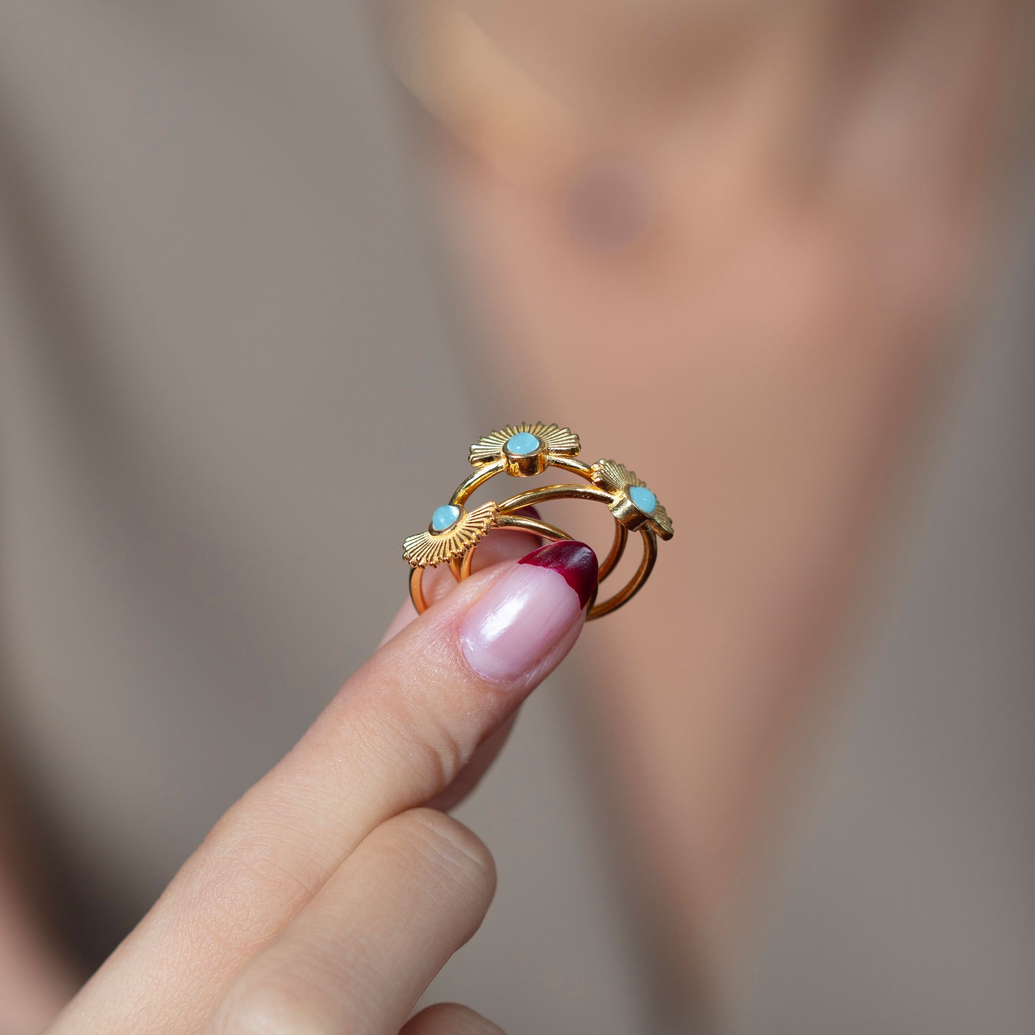 Sun Beam Ring - Larimar