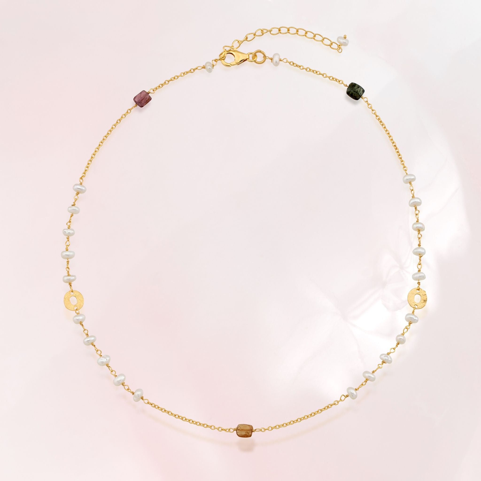 Tourmaline & Pearl Chain Necklace