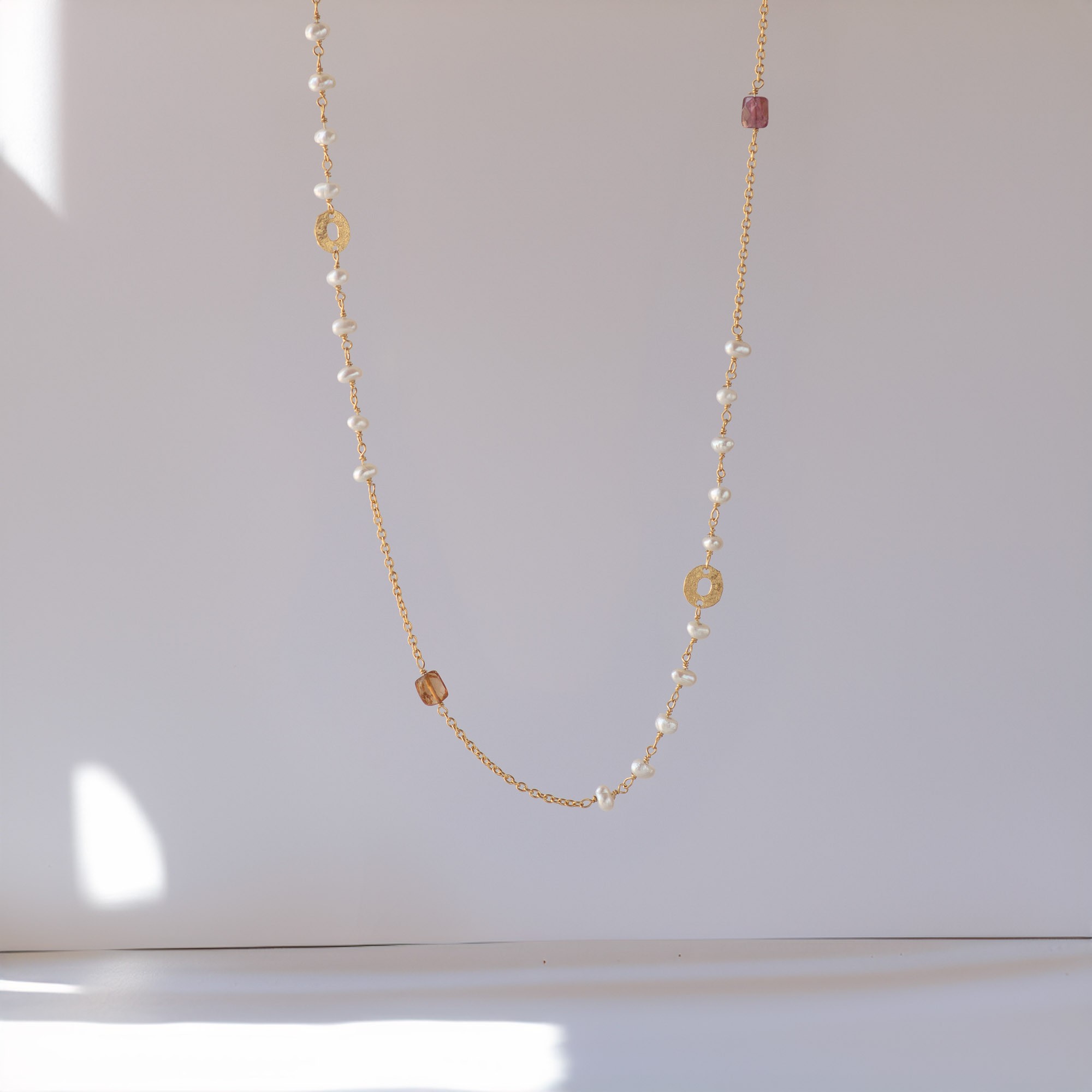 Tourmaline & Pearl Chain Necklace