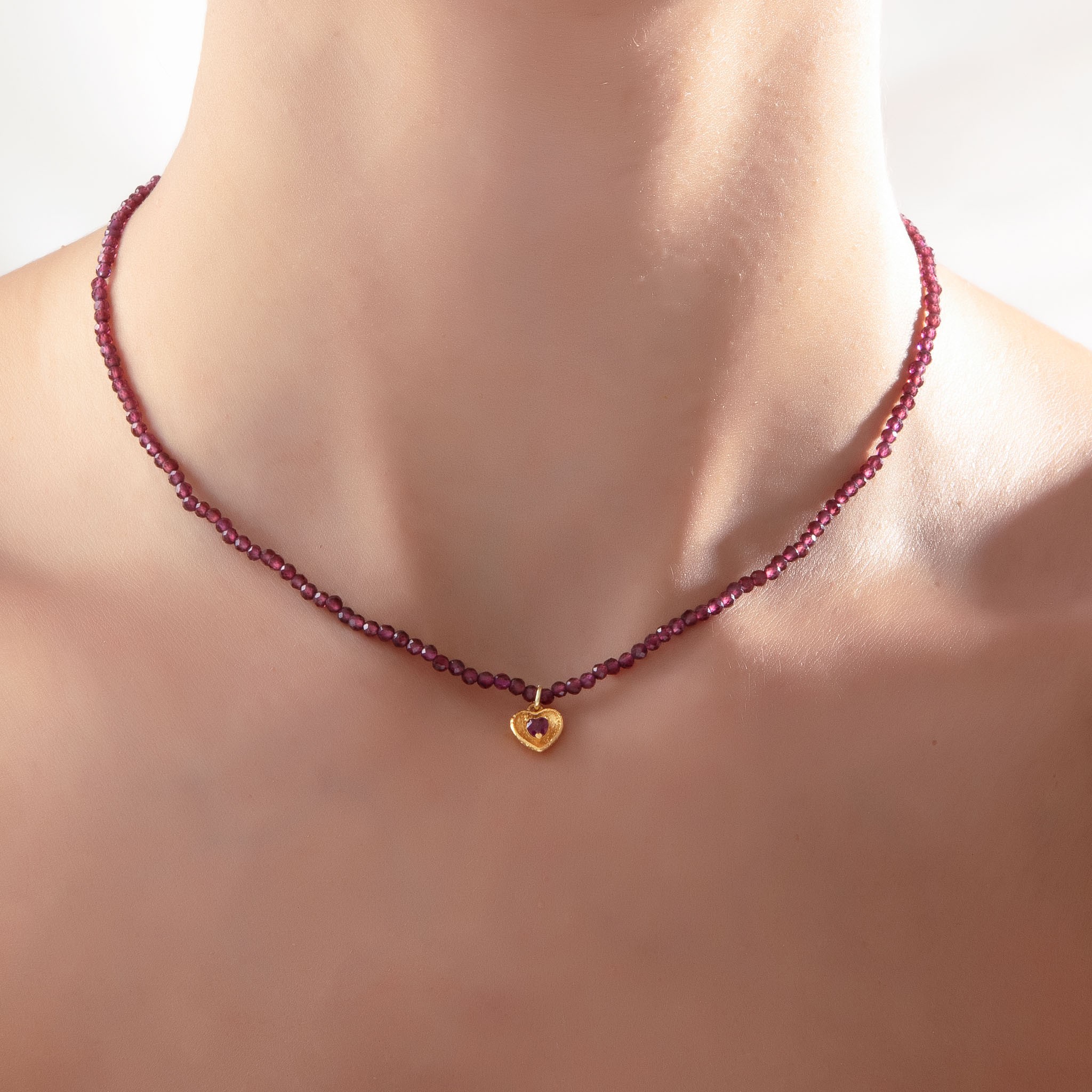 Garnet Heart Choker