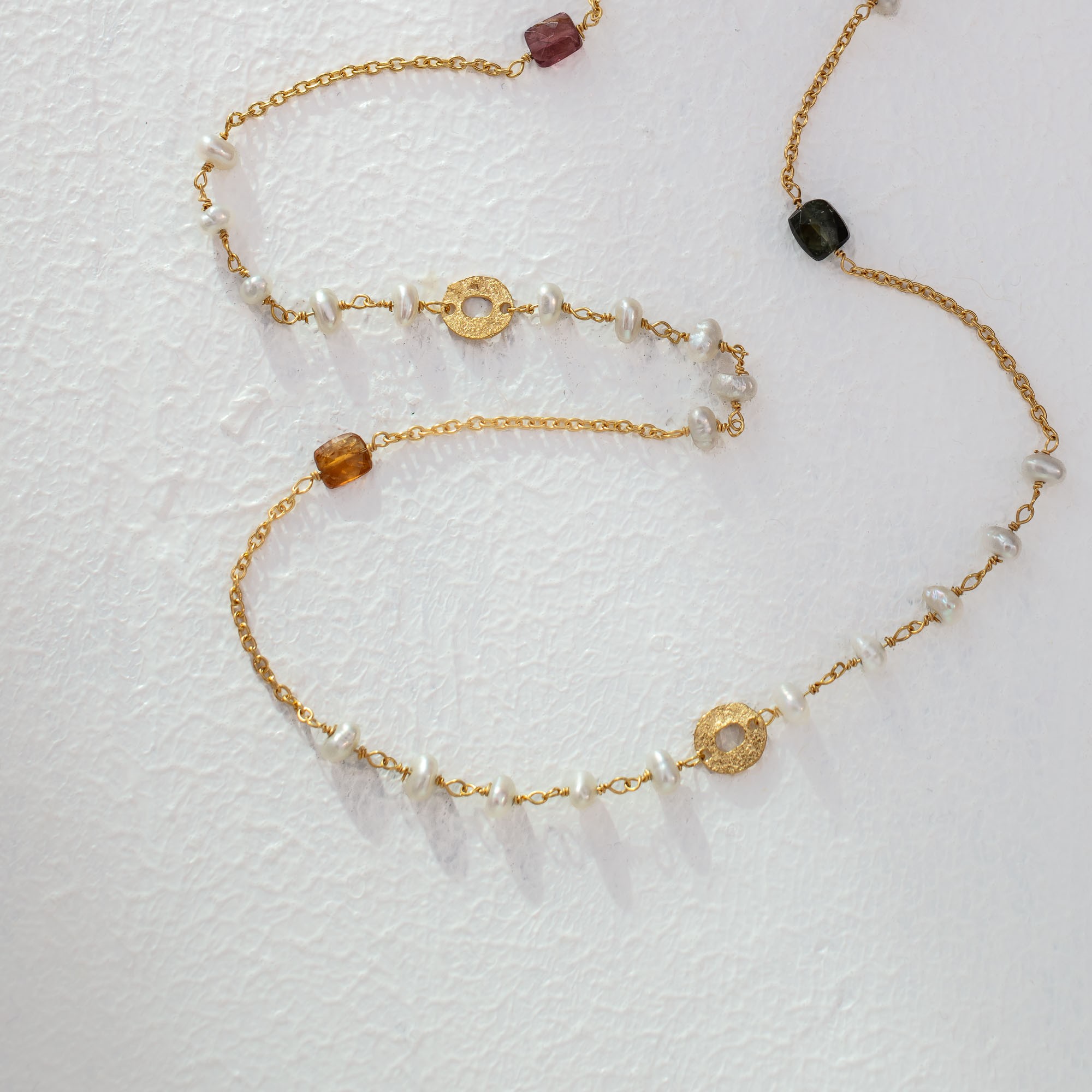 Tourmaline & Pearl Chain Necklace