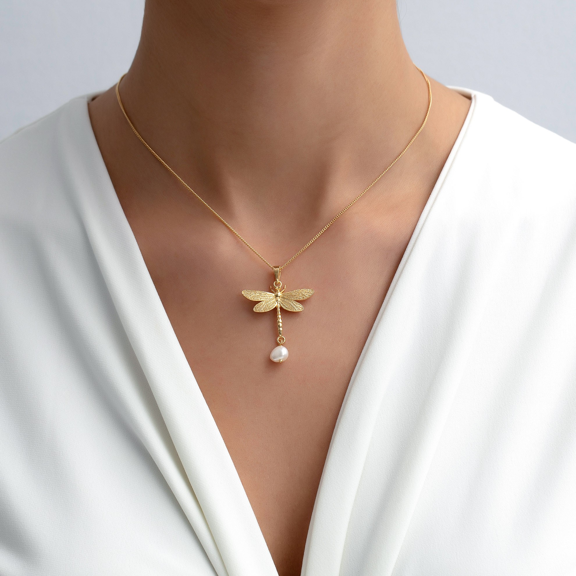 Dragonfly Pearl Pendant