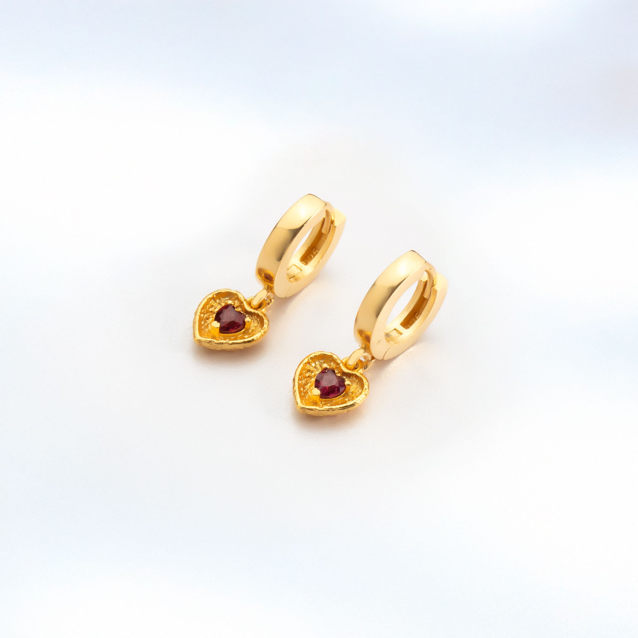 Garnet Heart Earrings