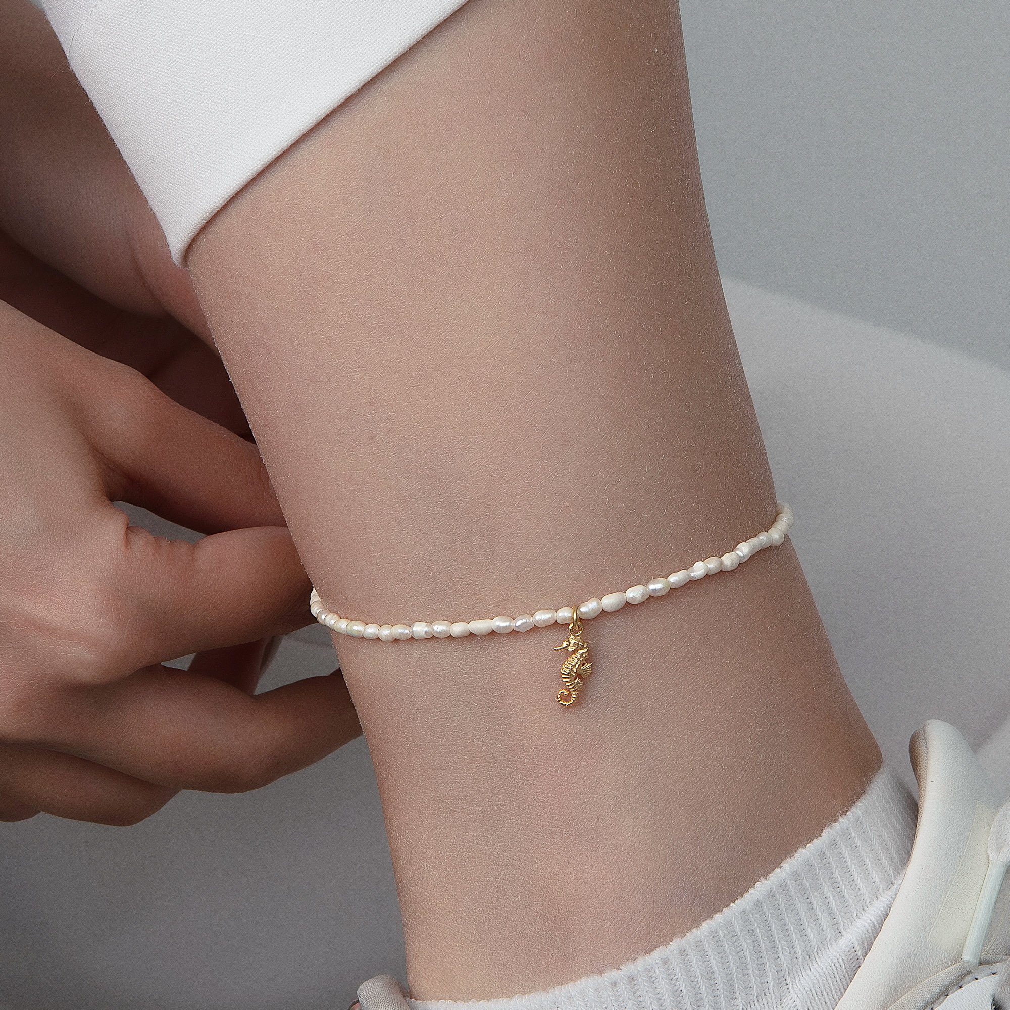 The Seahorse Pearl Anklet