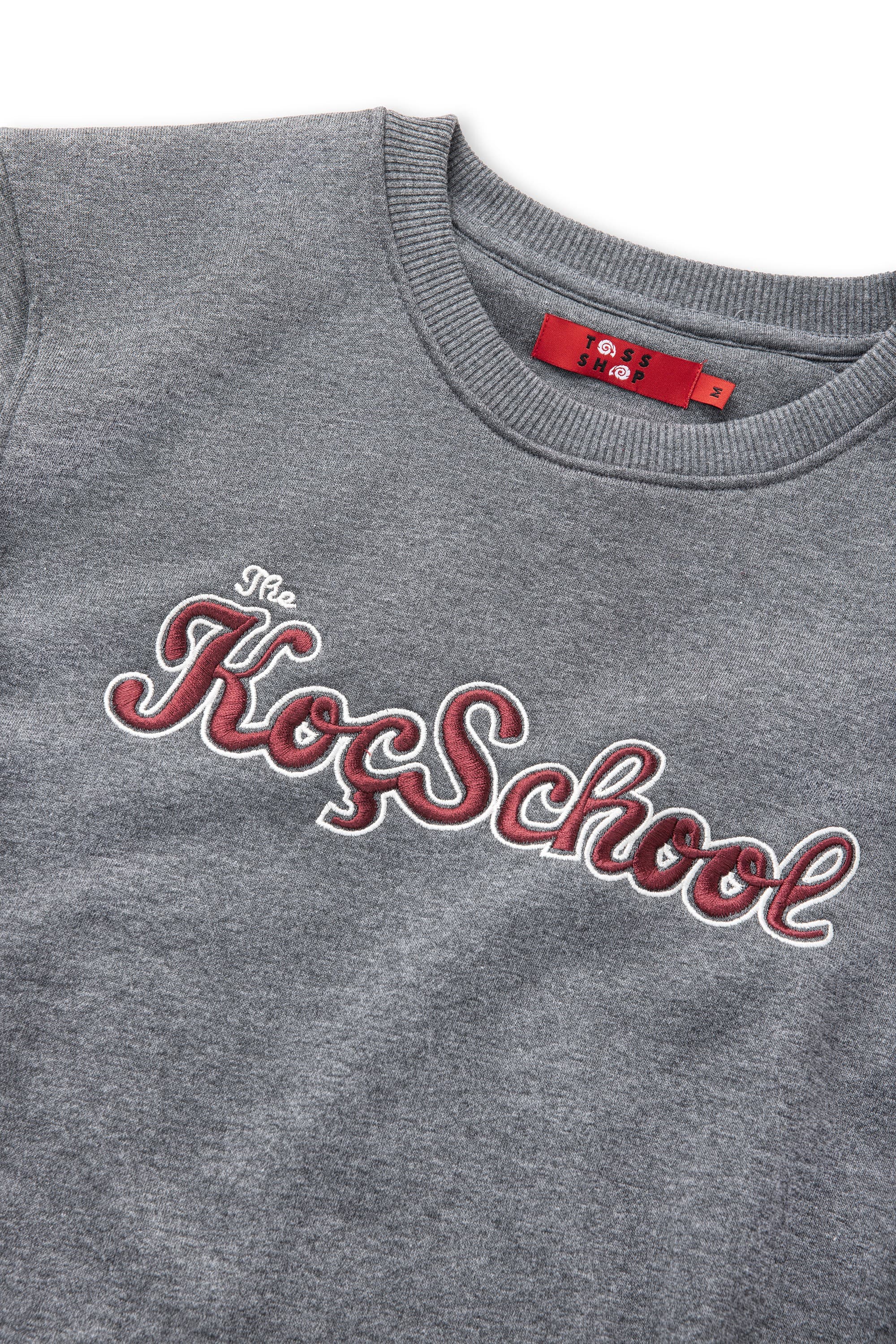 Gri - Bordo Nakışlı Sweatshirt