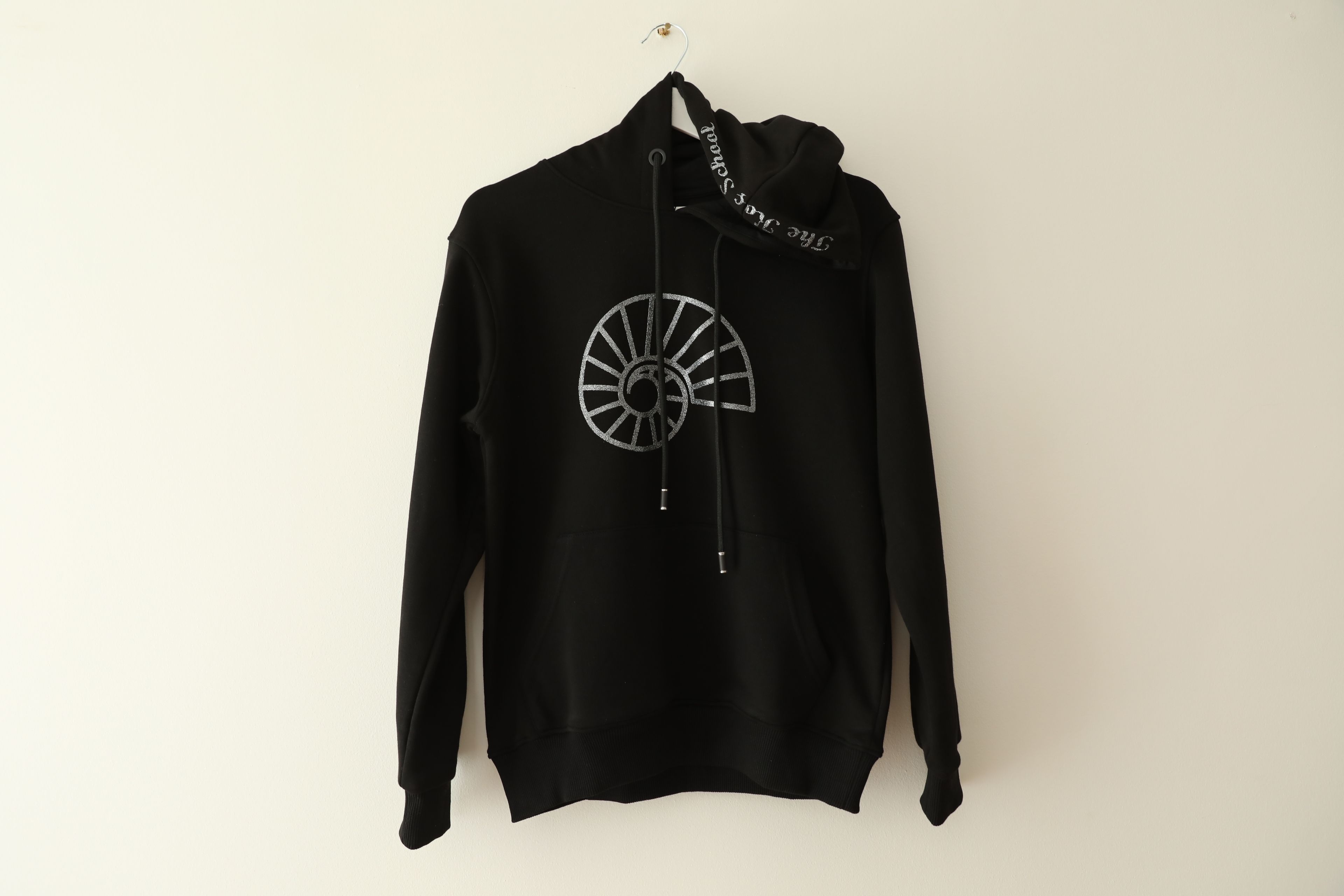 Siyah Simli Hoodie Sweatshirt