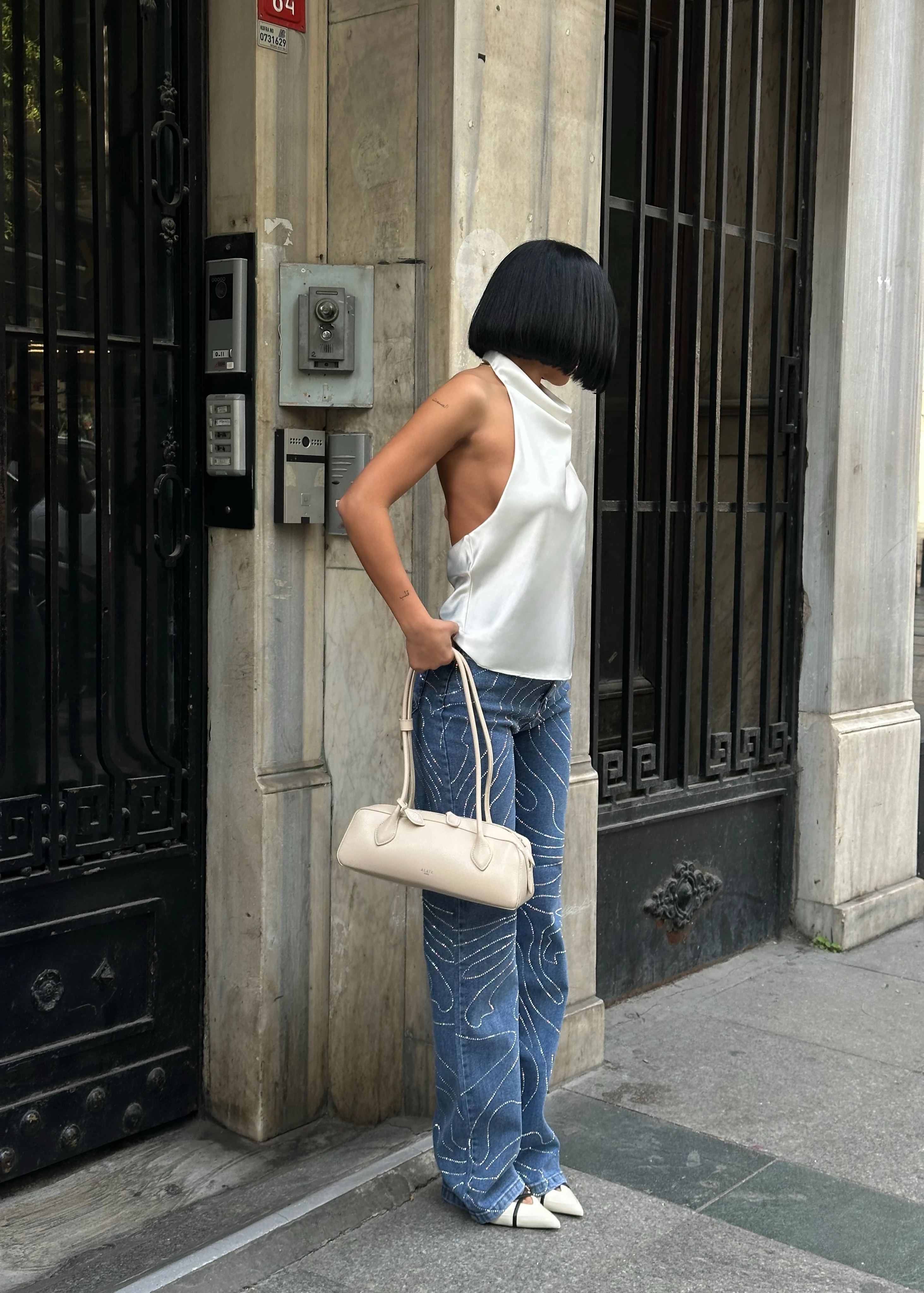 Kıvrımlı Taş Desen Palazzo Jean GLM-619