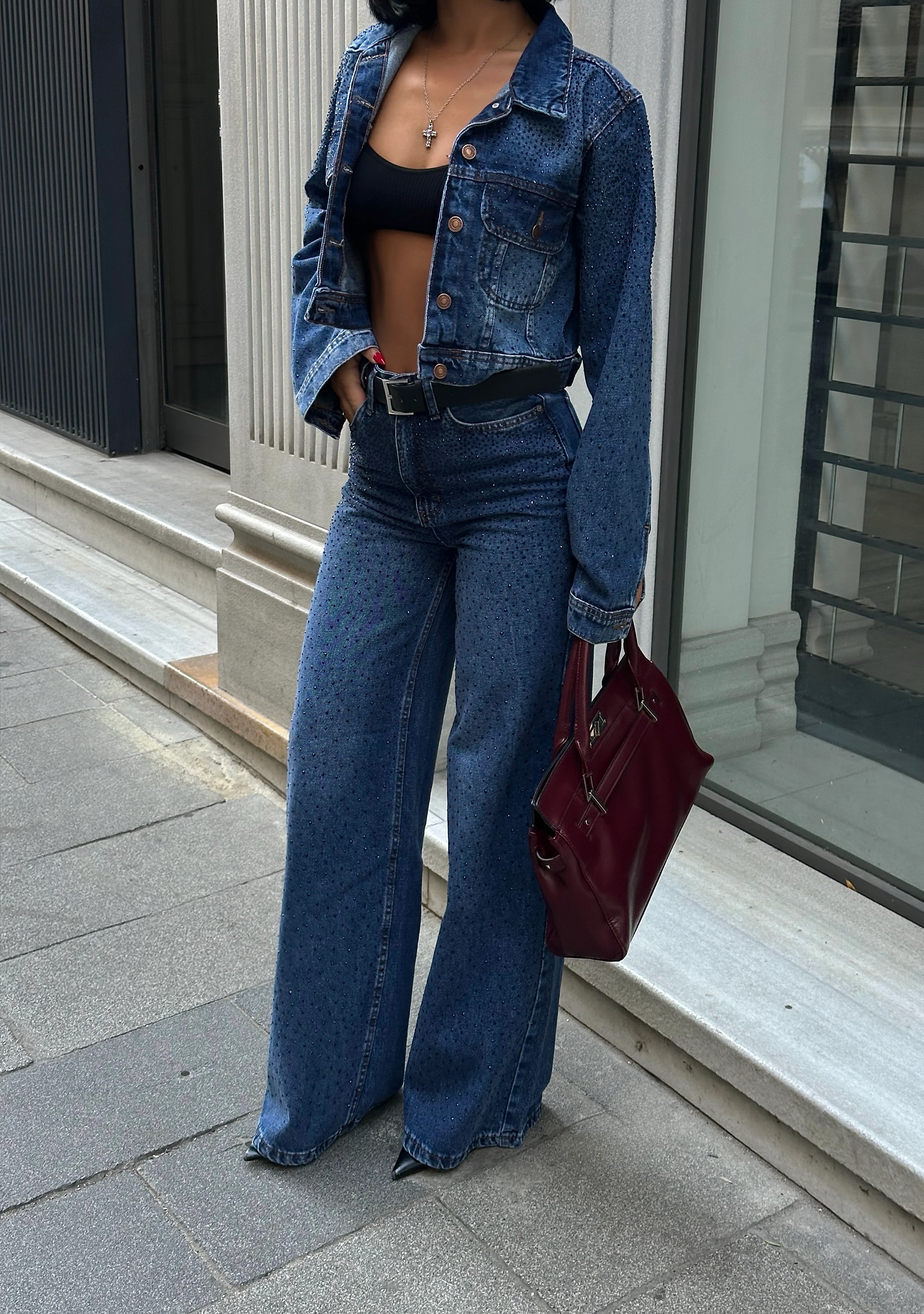 Taş Detay Denim Takım GLM-628