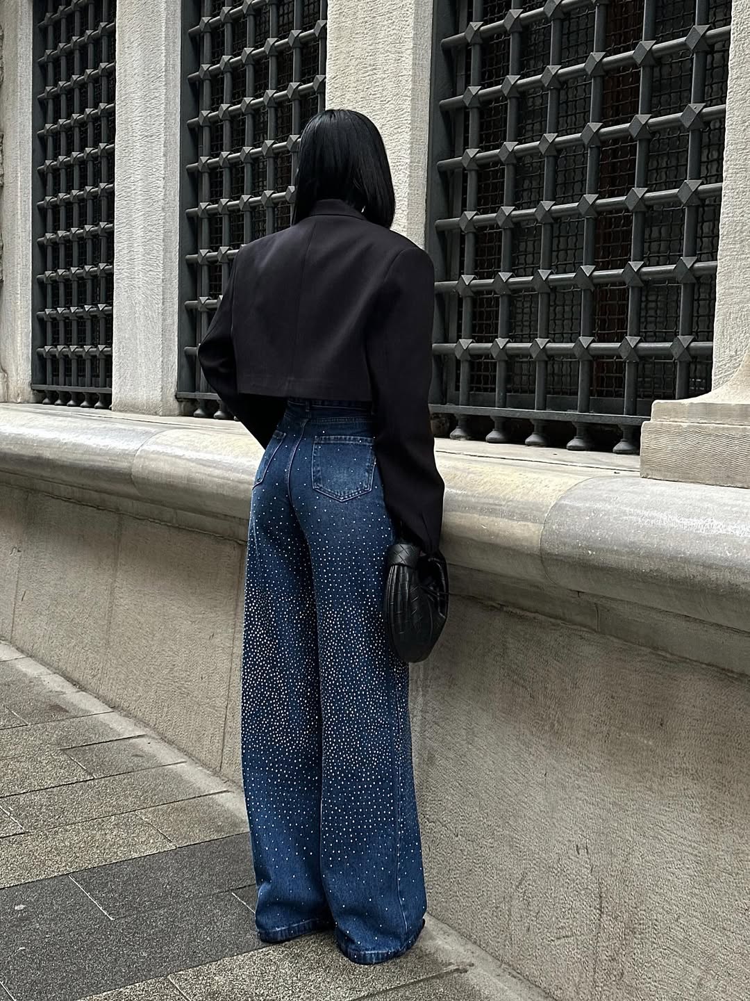Yüksek Bel Taş Detaylı Wide Leg Jean GLM-583