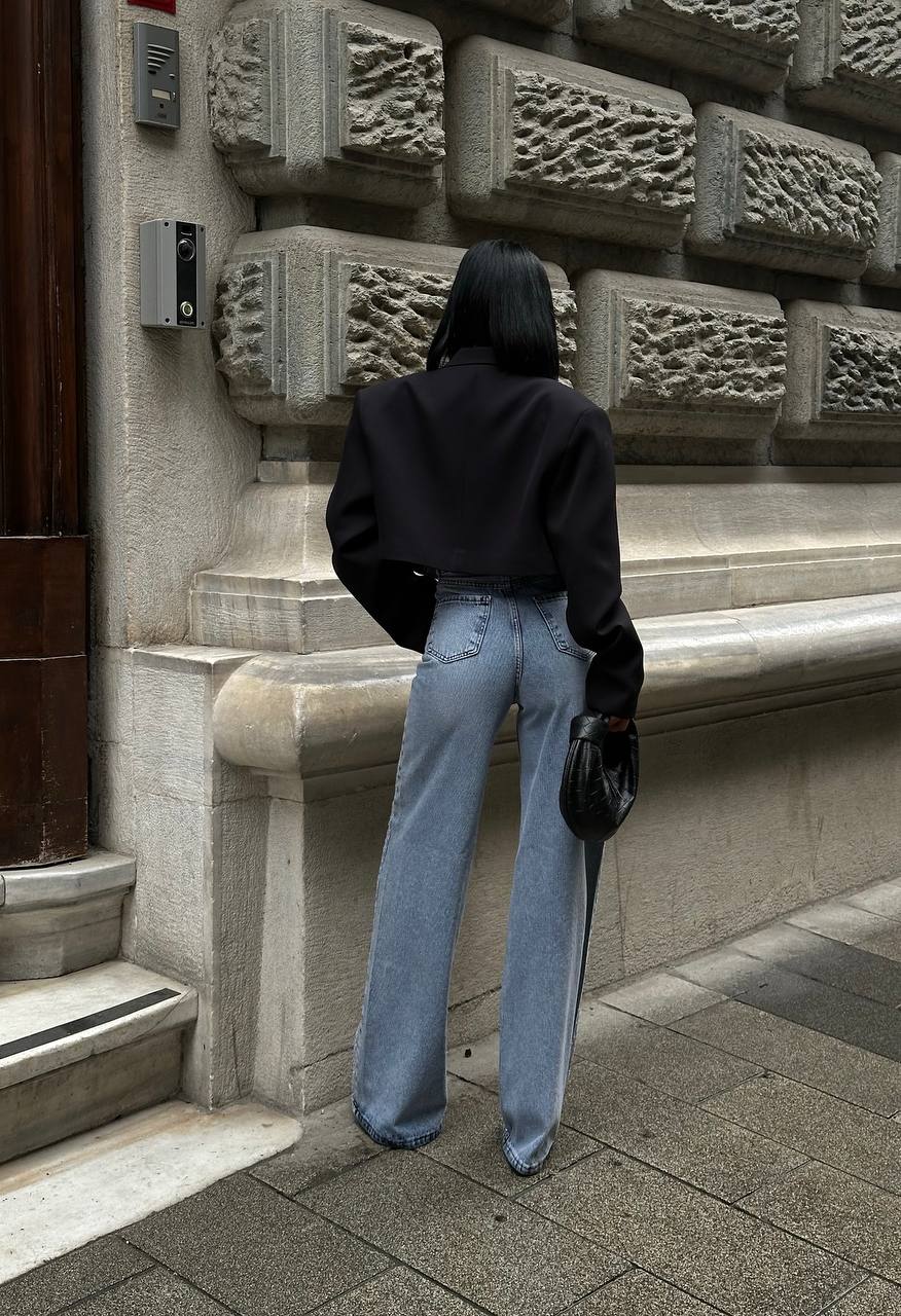 Yüksek Bel Taş Detaylı Wide Leg Jean GLM-584