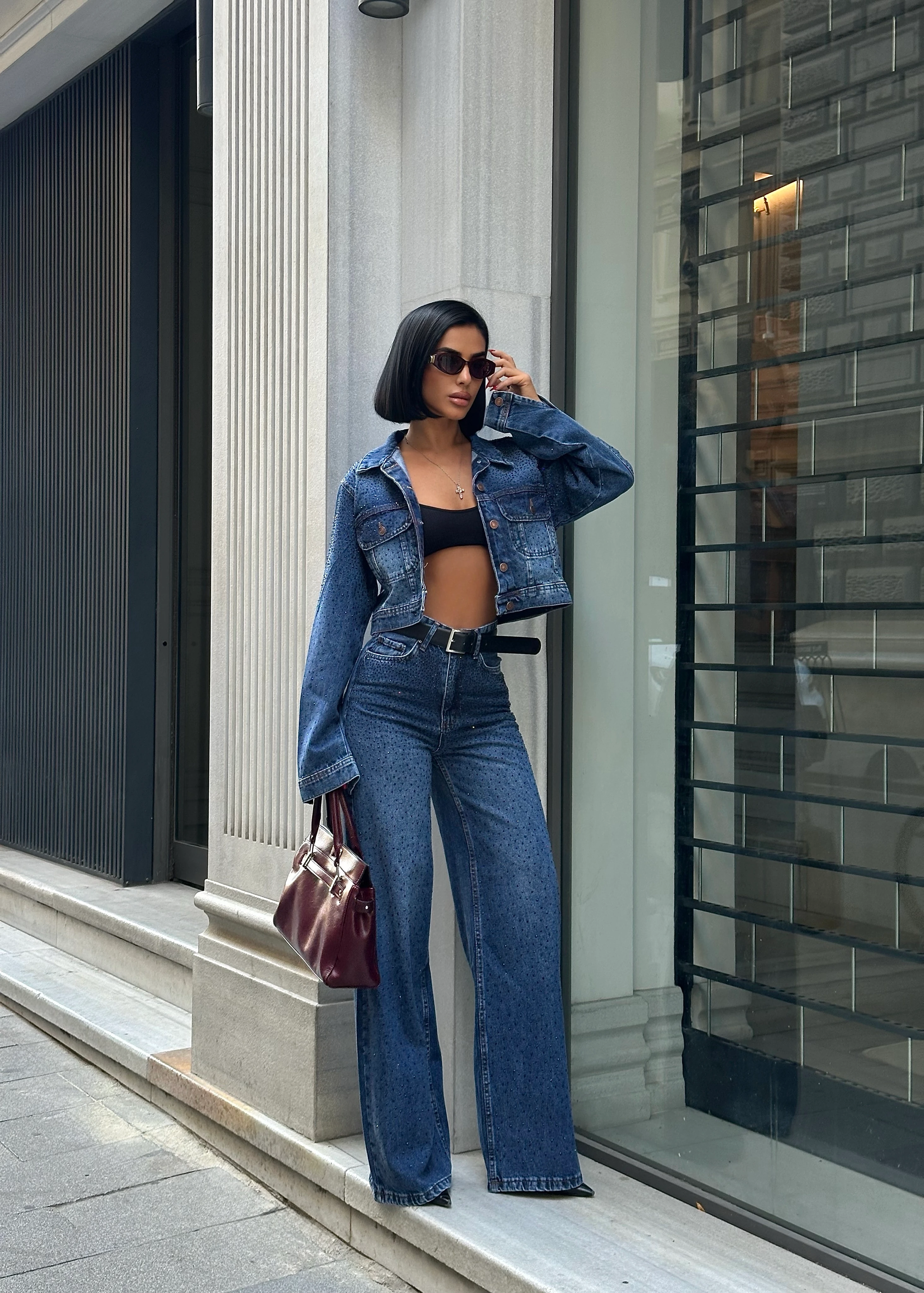 Taş Detay Denim Takım GLM-628