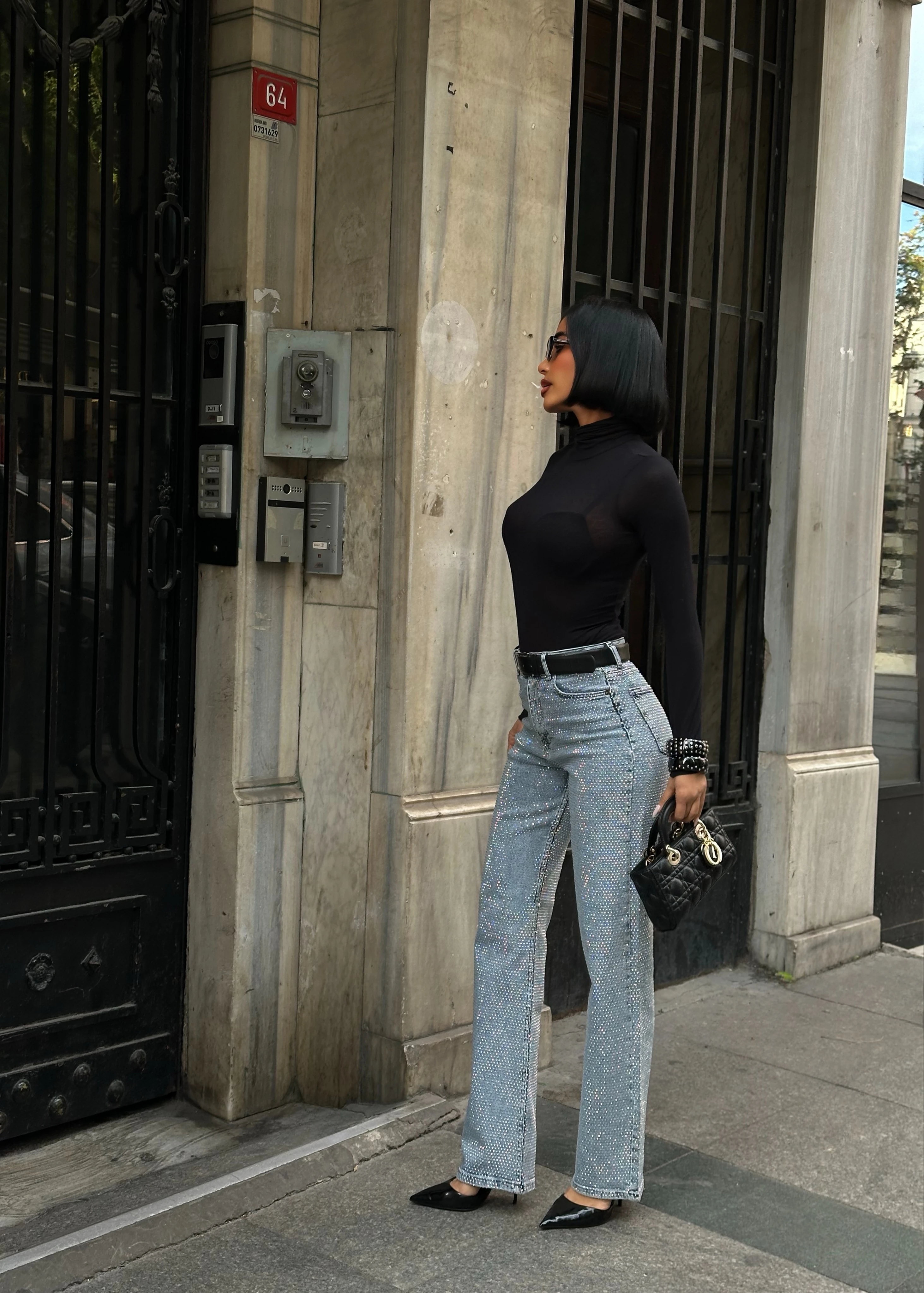 Premium Kristal Taşlı Palazzo Jean GLM-487