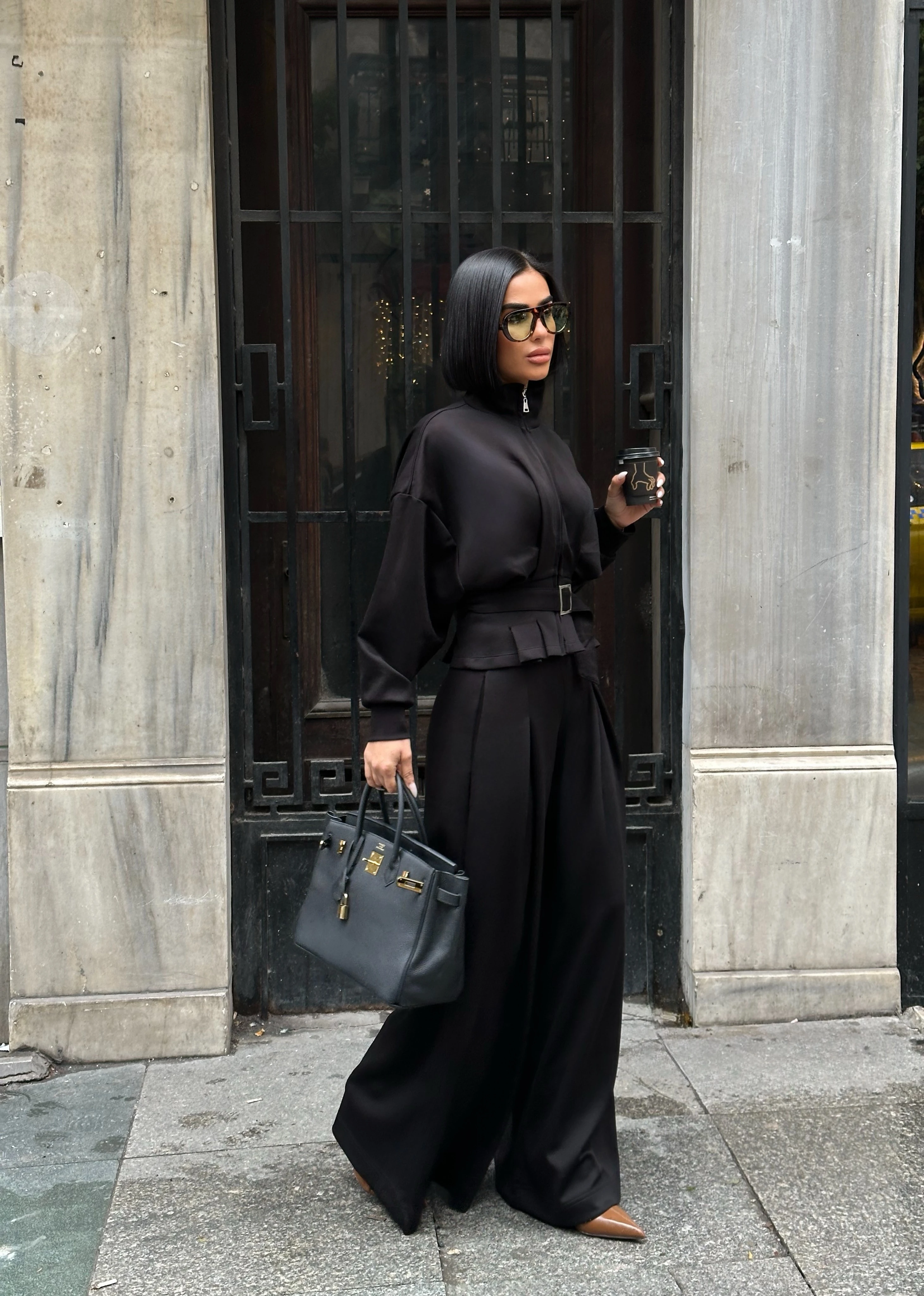 Kuşak Kemer Detaylı Bol Paça Oyş Takım GLM-629