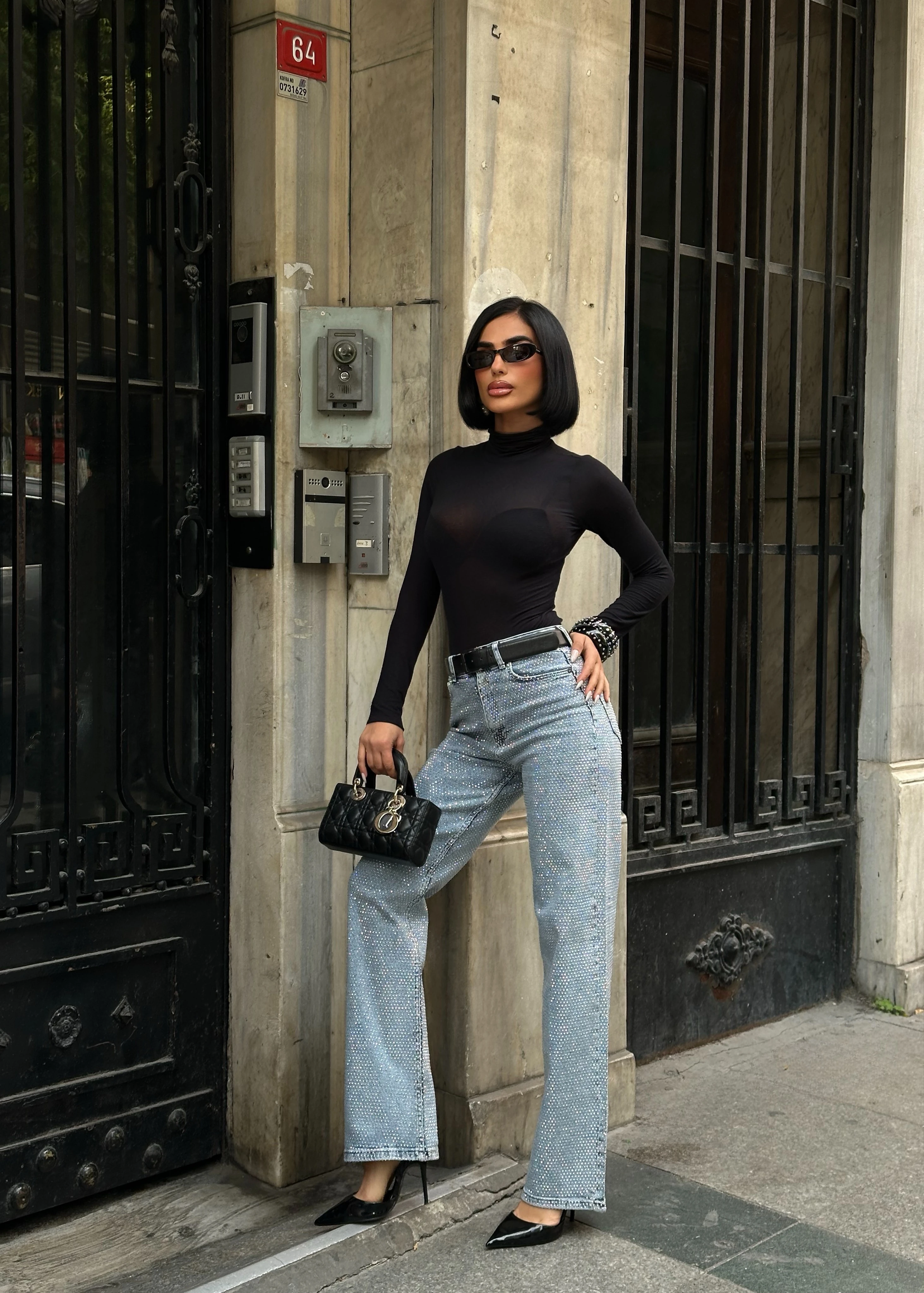 Premium Kristal Taşlı Palazzo Jean GLM-487