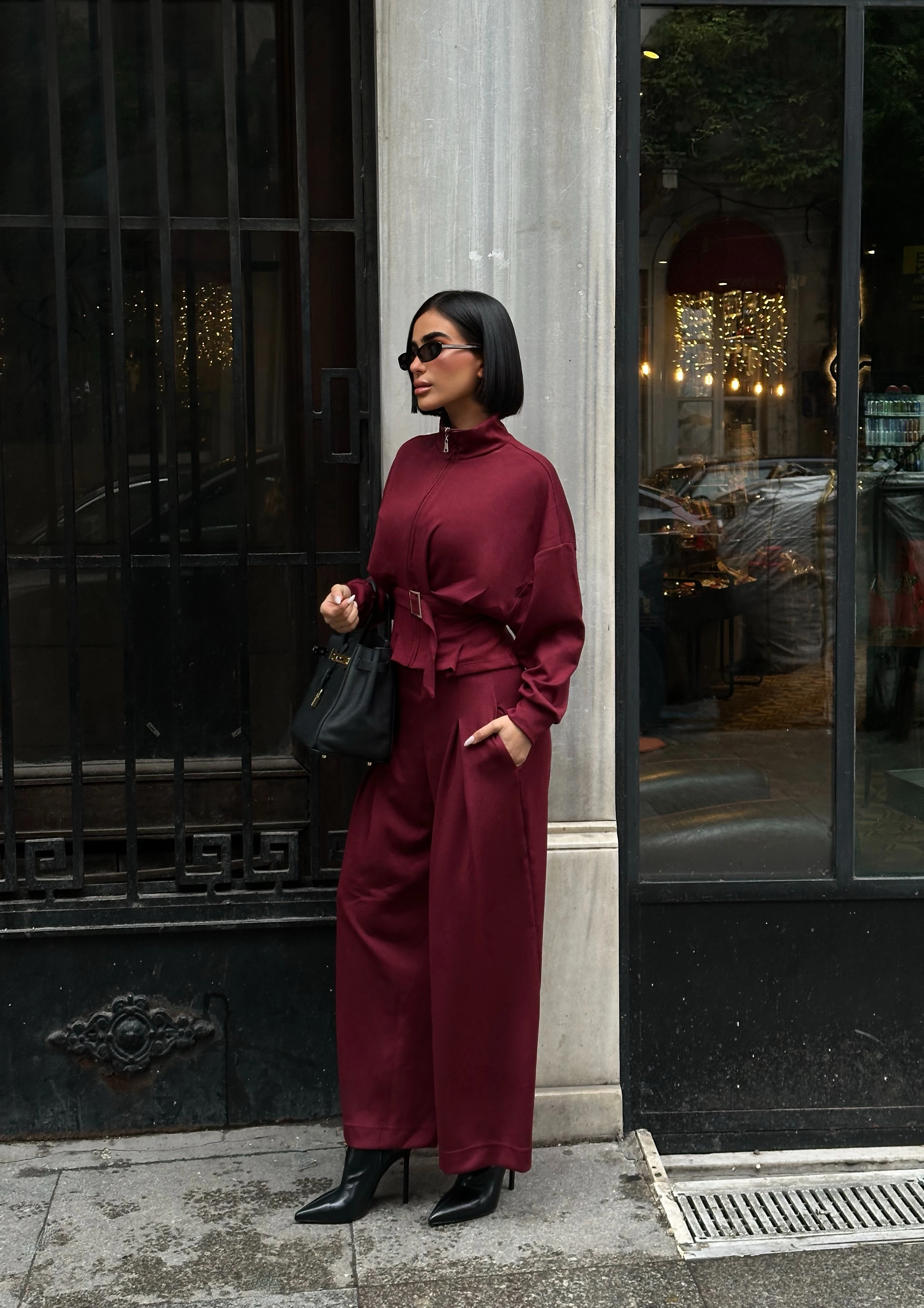 Kuşak Kemer Detaylı Bol Paça Oyş Takım GLM-631