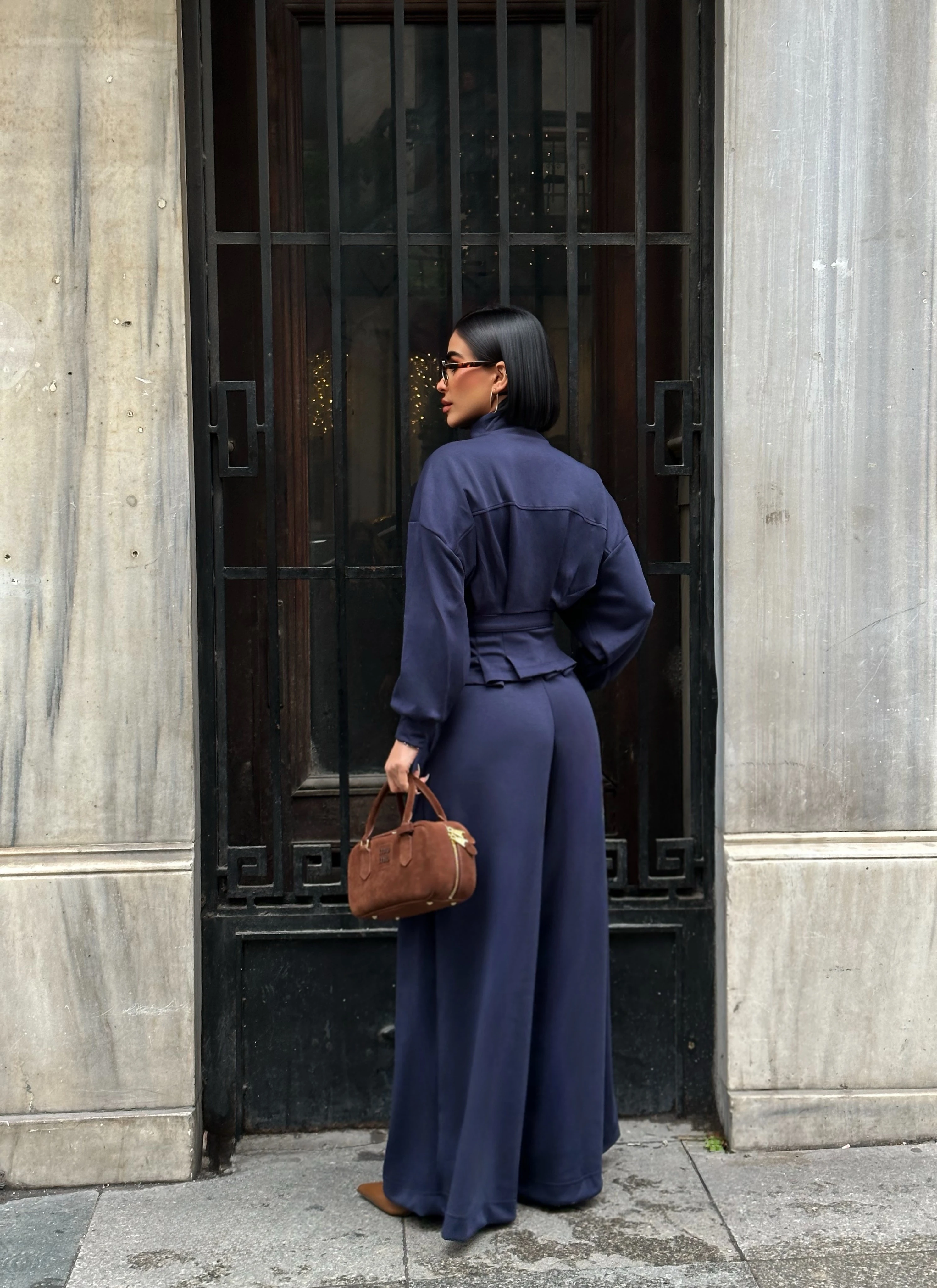 Kuşak Kemer Detaylı Bol Paça Oyş Takım GLM-630