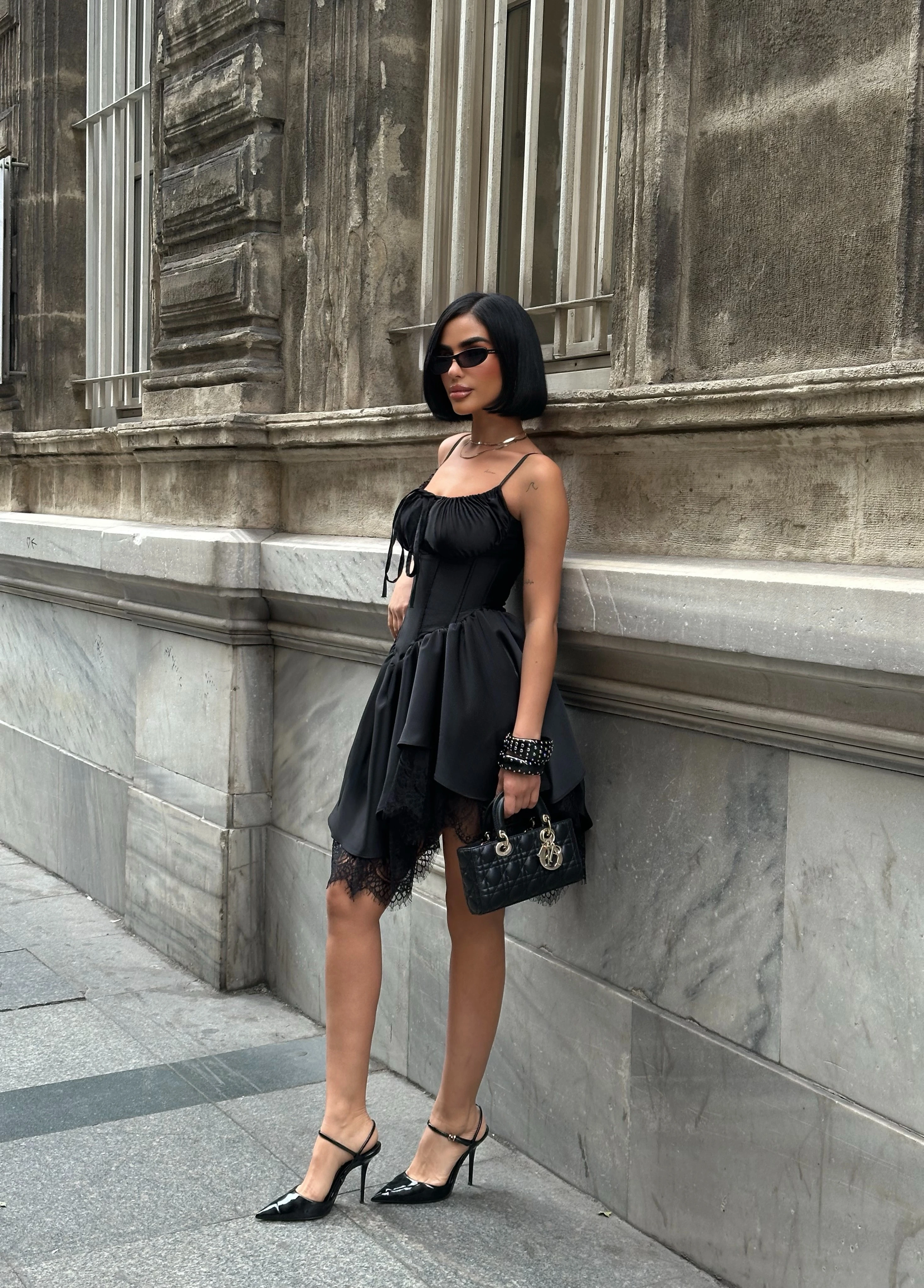 Dantel Detaylı Korseli Elbise GLM-623