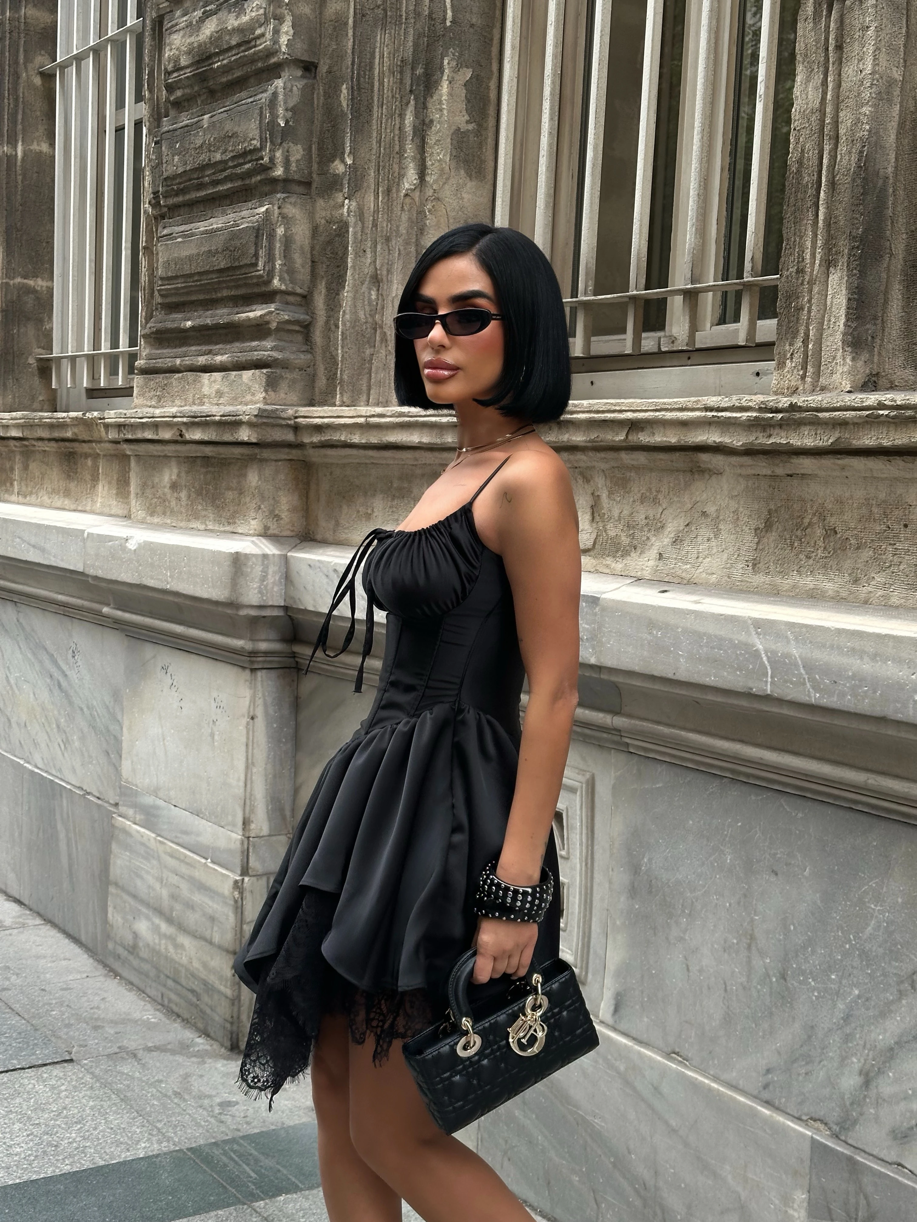 Dantel Detaylı Korseli Elbise GLM-623