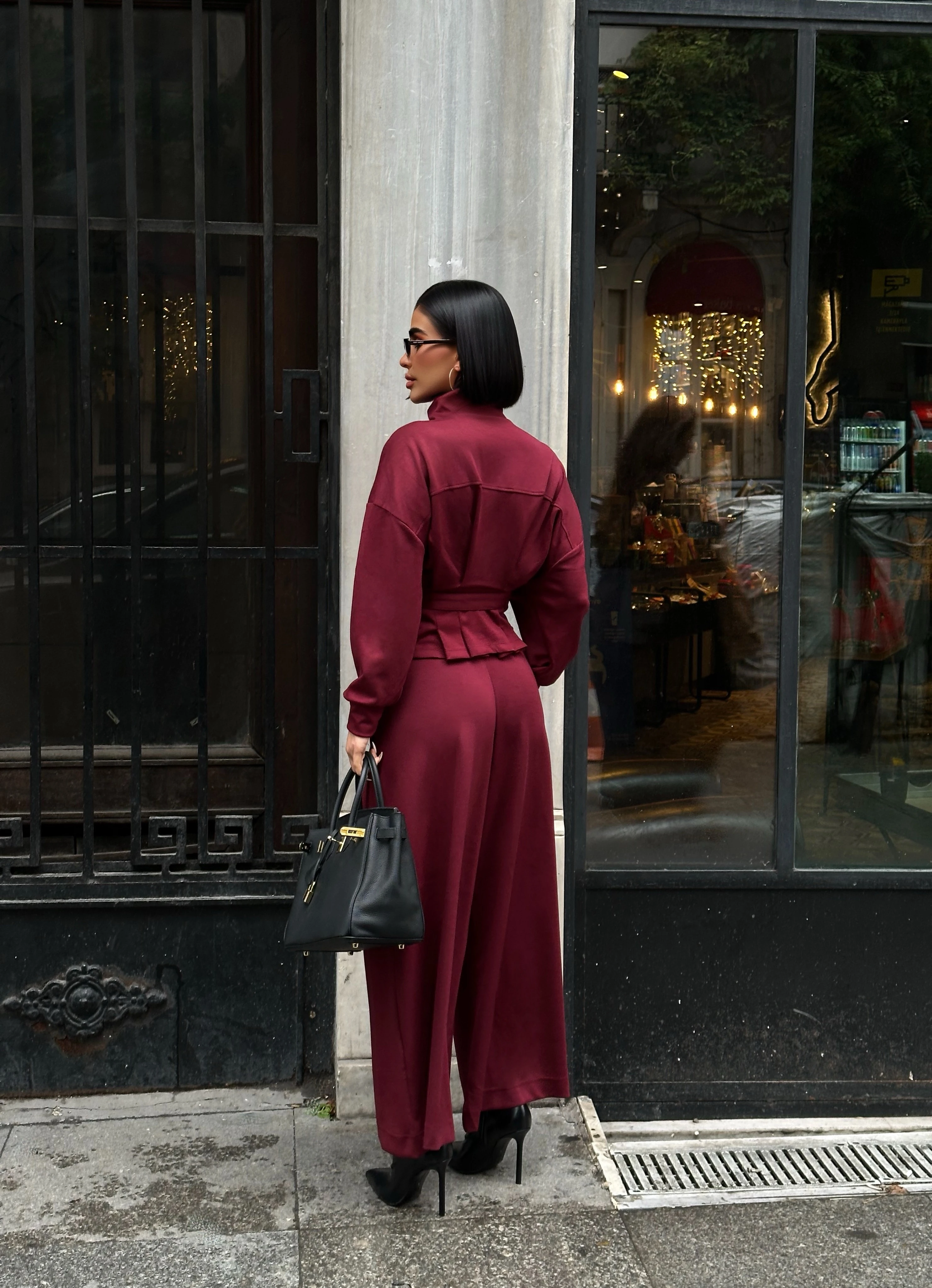 Parlak Dokulu Saten Oversize Takım GLM-634