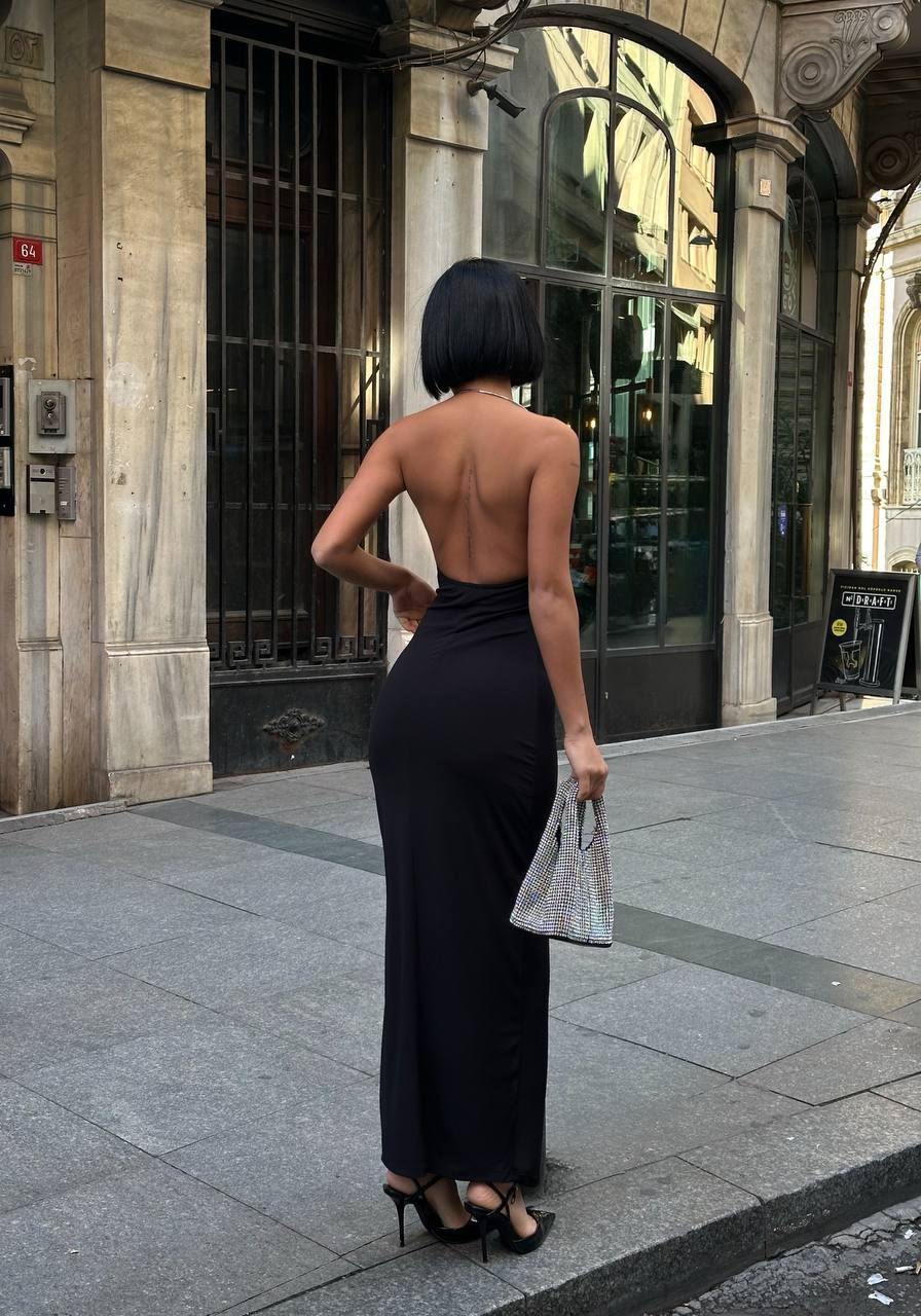 Aksesuar Detay Göğüs Dekolteli Elbise GLM-607