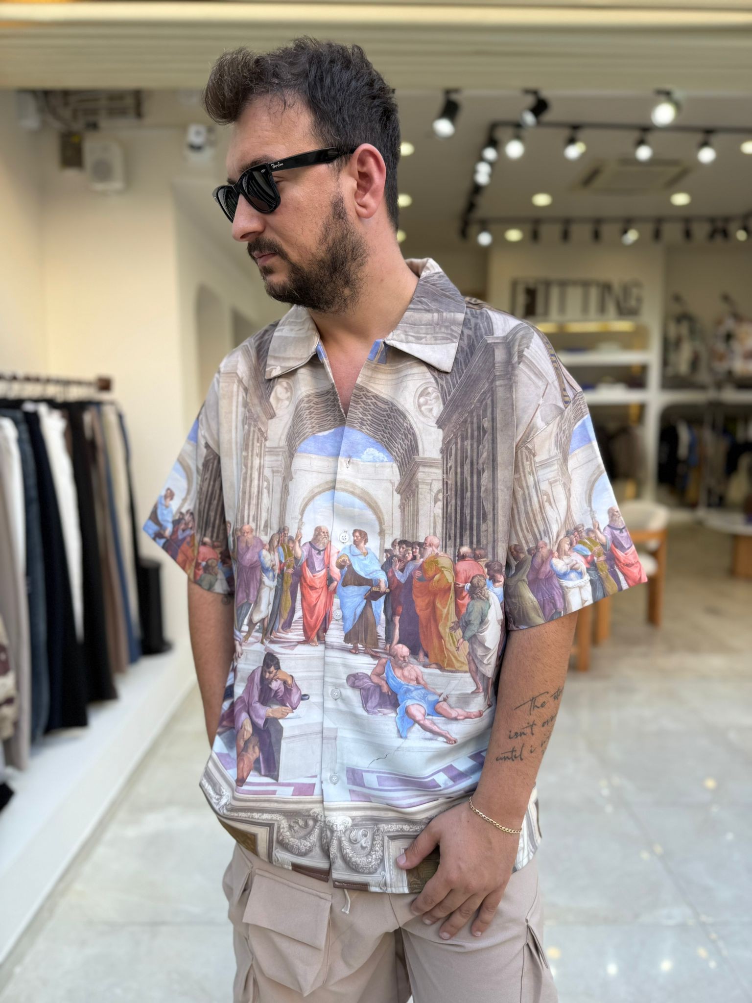 Oversize Nish Desenli Gömlek